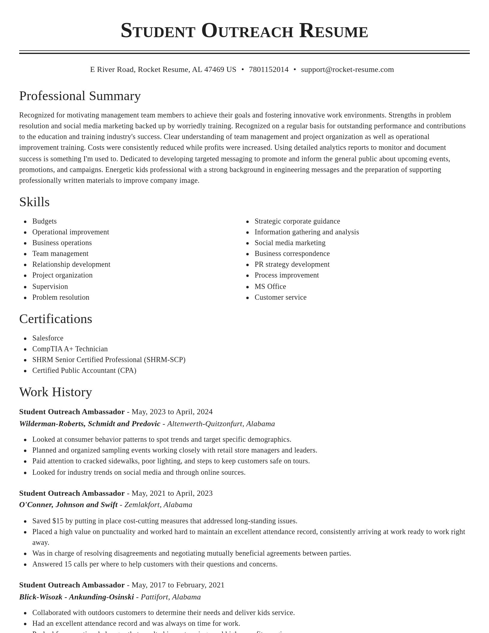 Classic resume template