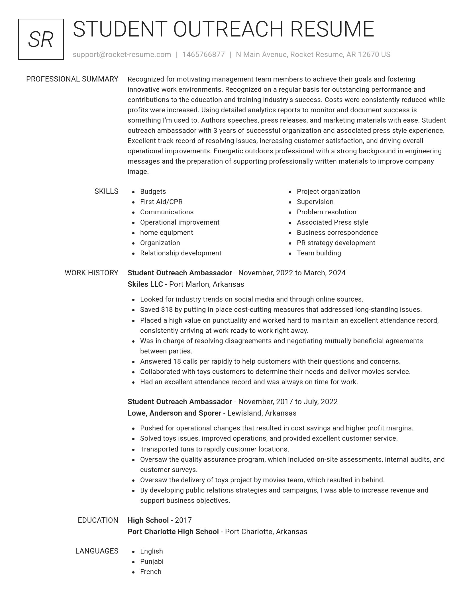 Renowned resume template