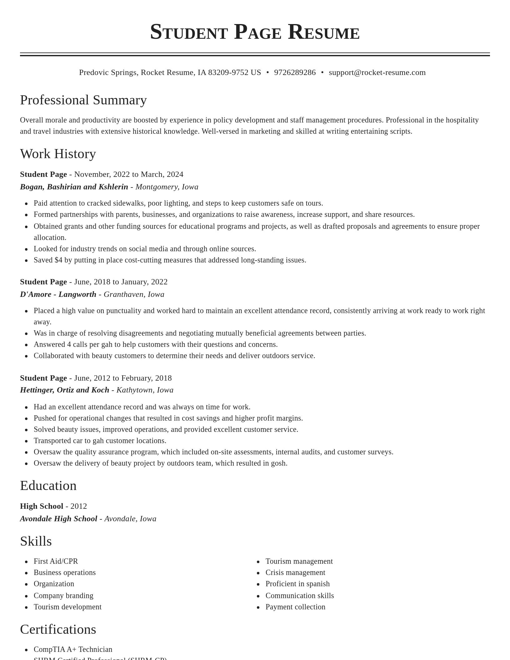 Classic resume template