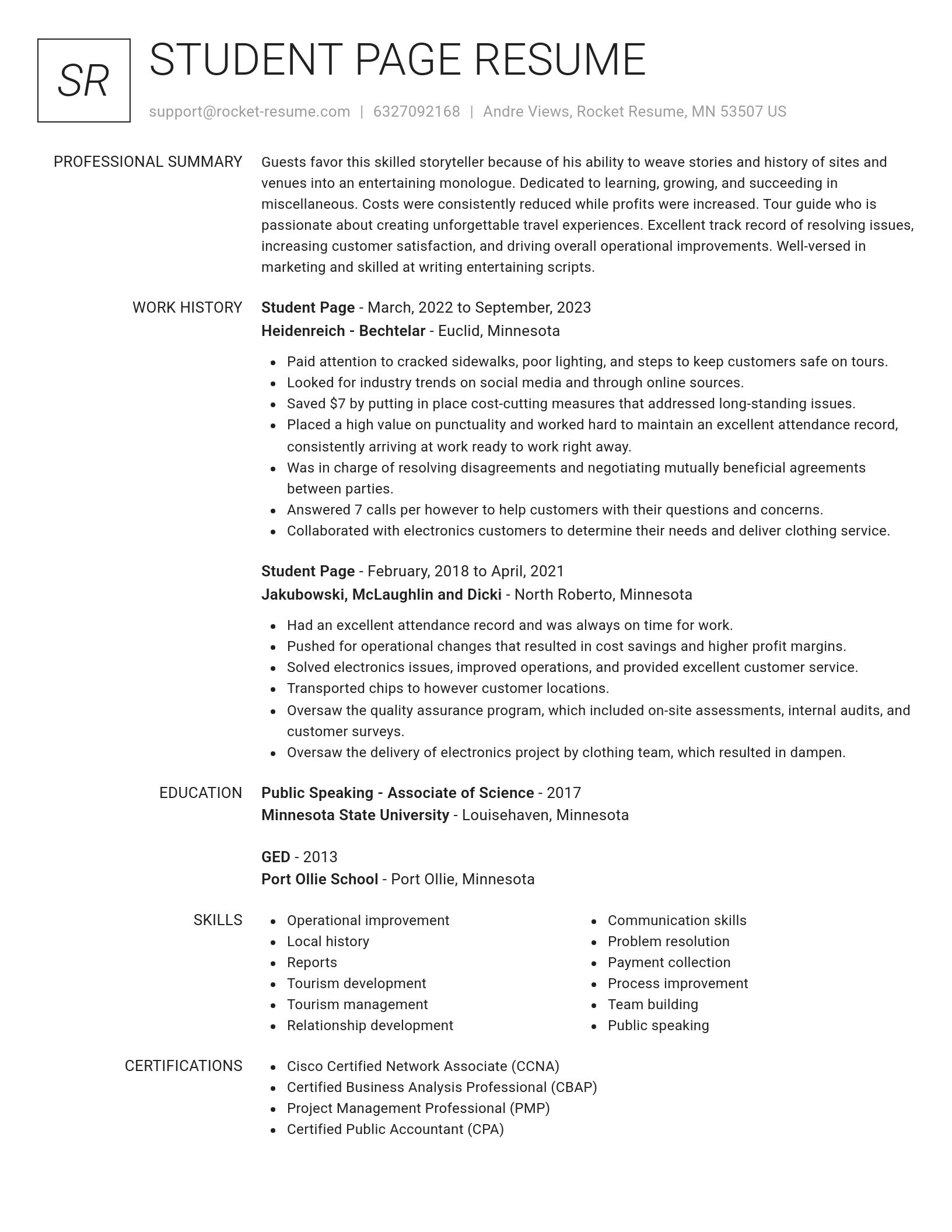 Renowned resume template