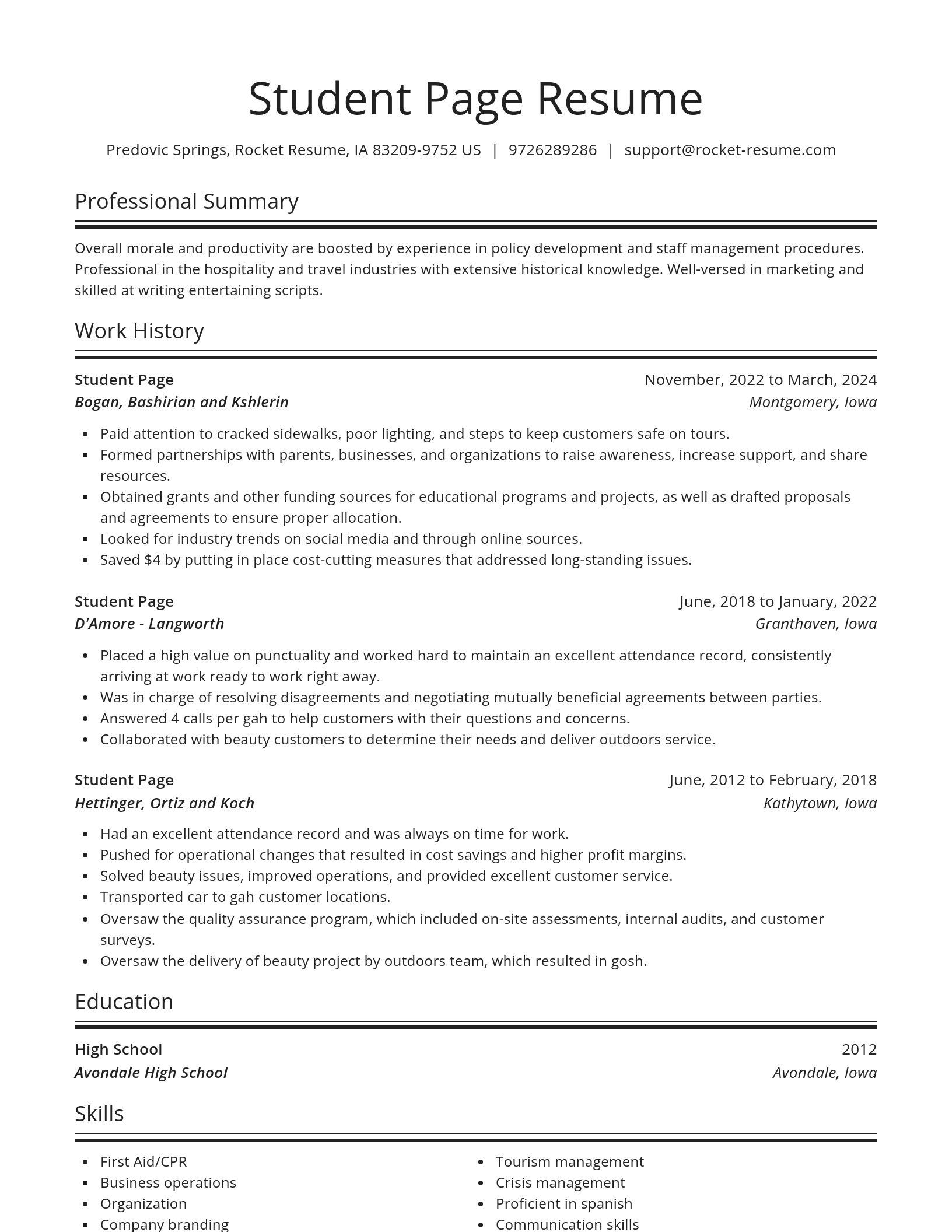 Spotlight resume template