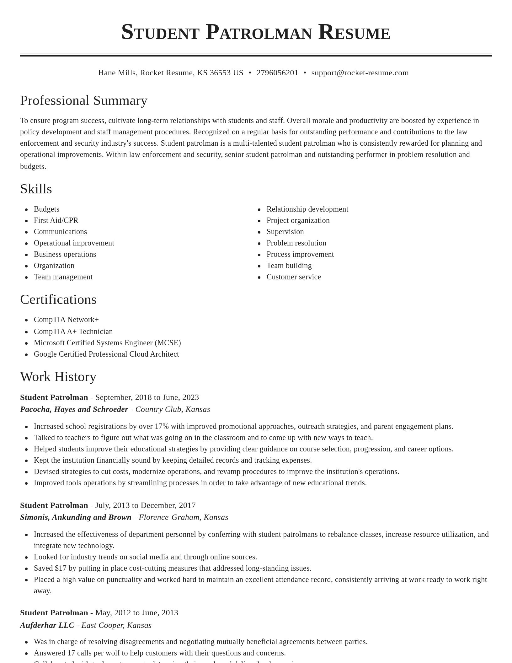 Classic resume template