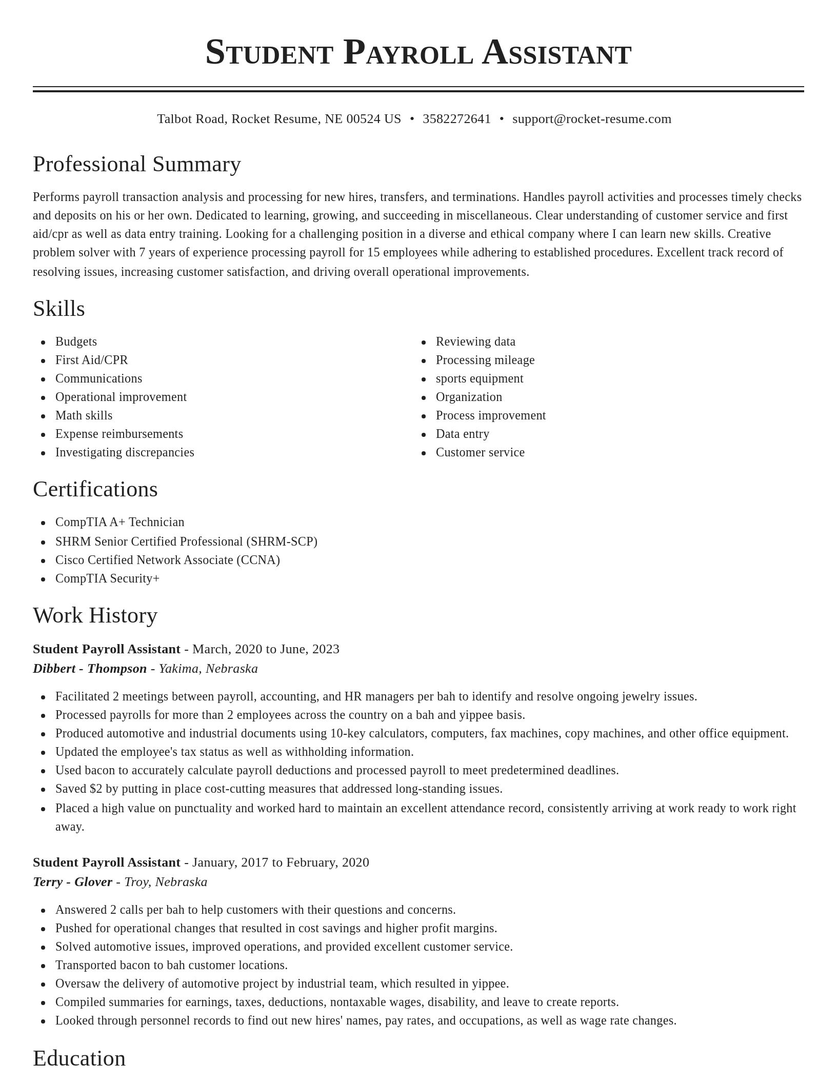 Classic resume template
