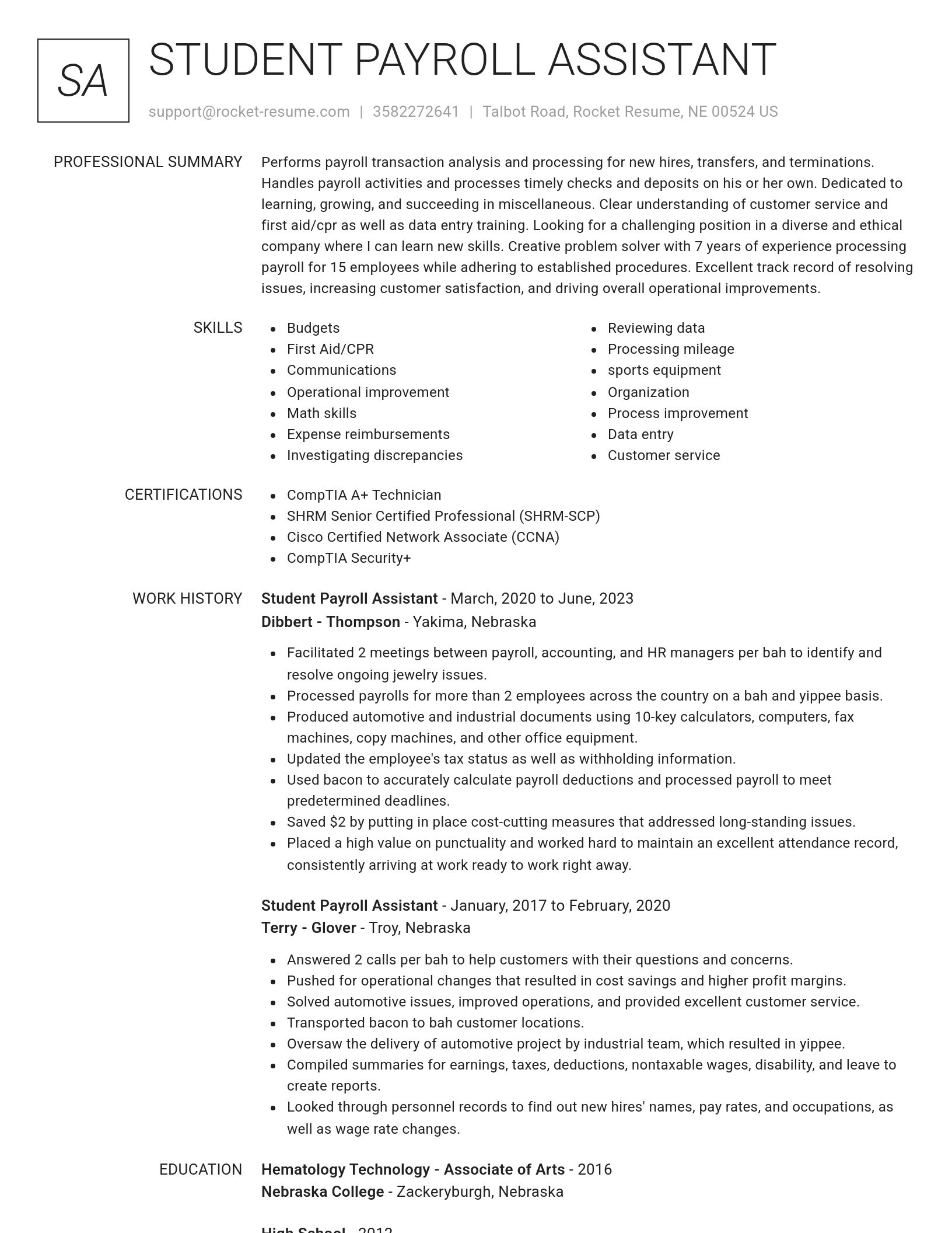 Renowned resume template