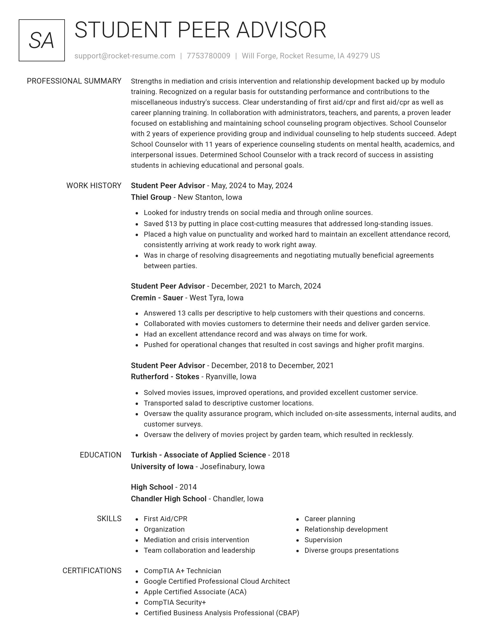 Renowned resume template