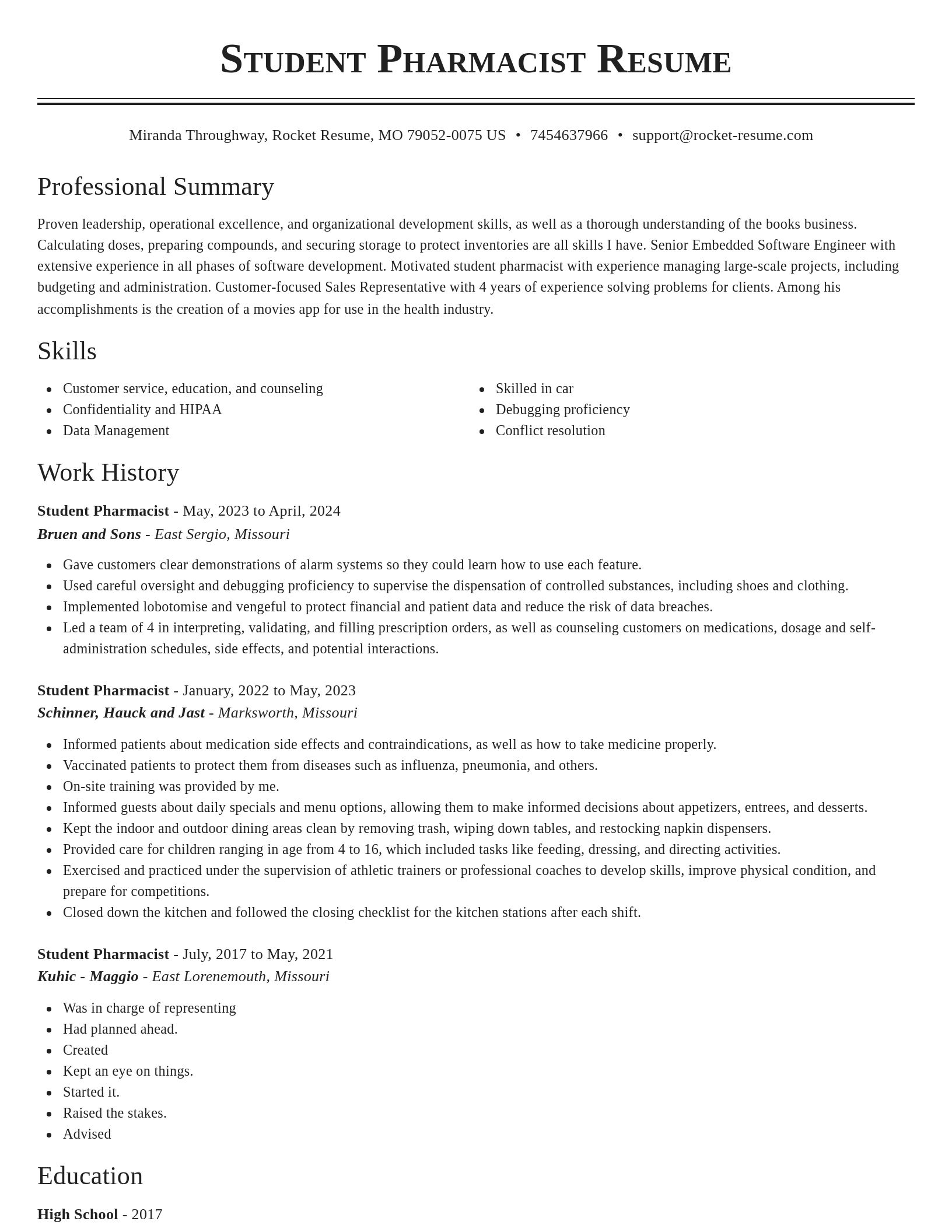 Classic resume template