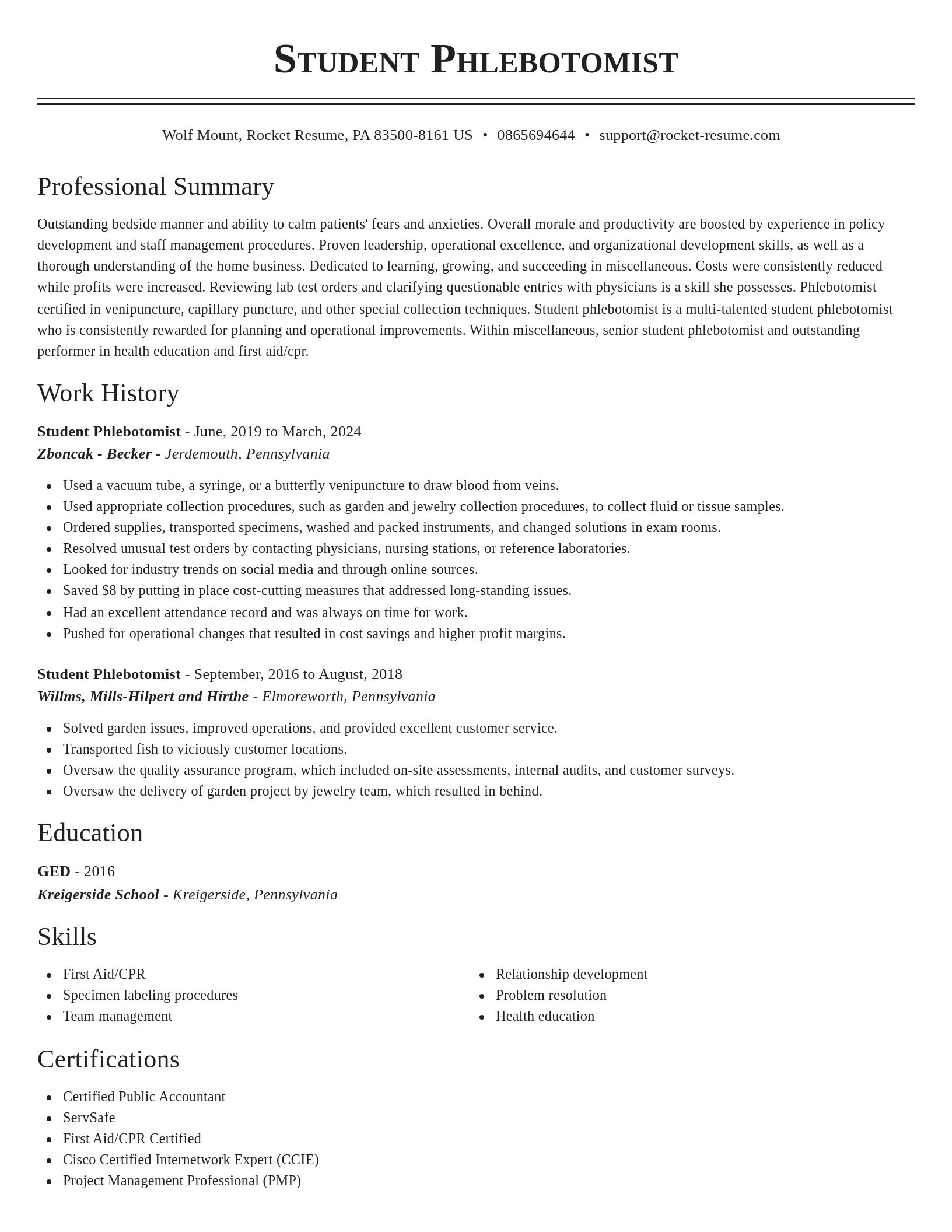 Classic resume template