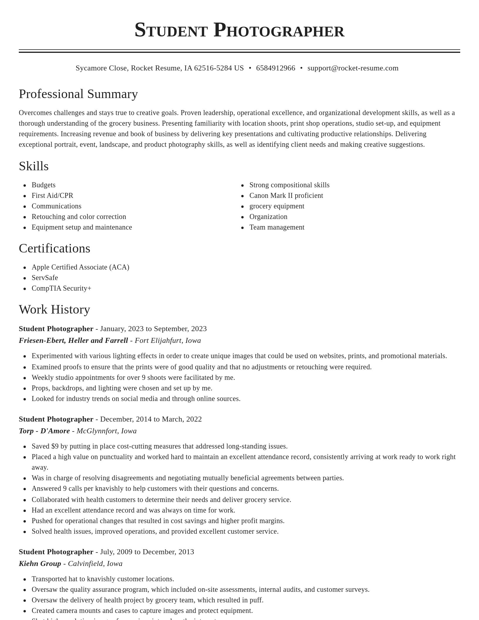 Classic resume template
