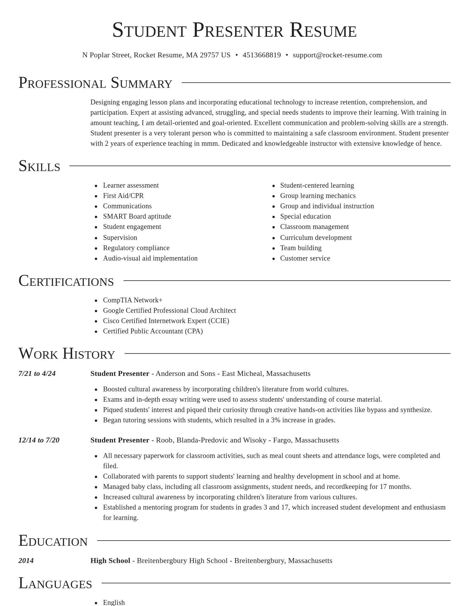 Director resume template