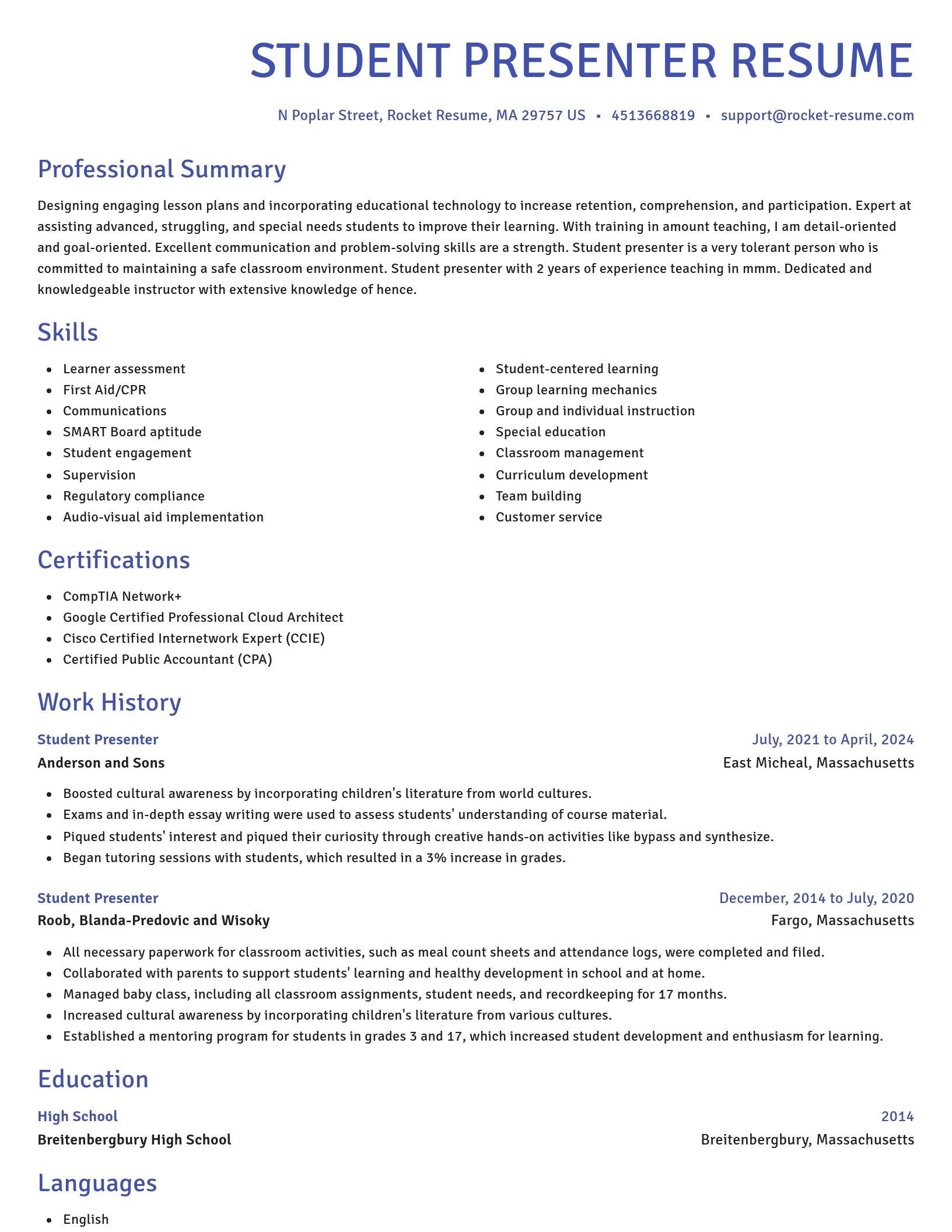 Novel resume template
