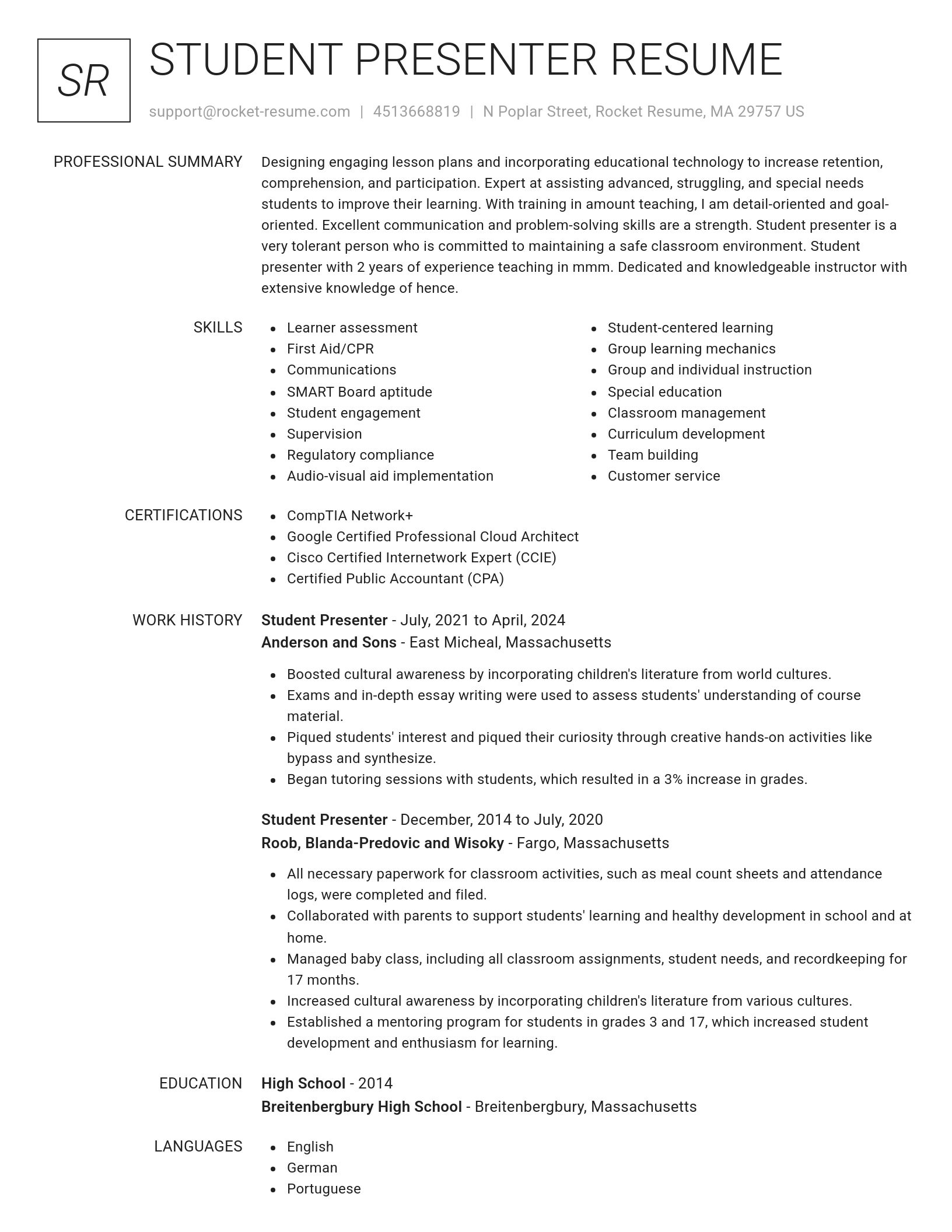 Renowned resume template