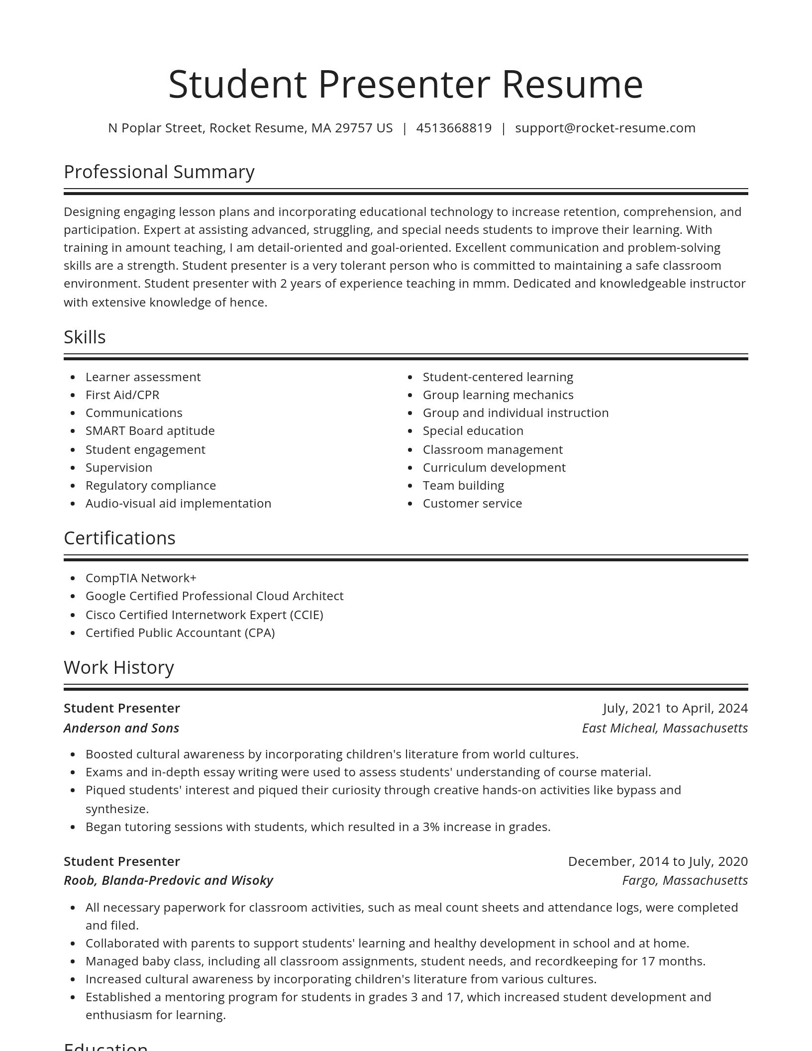 Spotlight resume template
