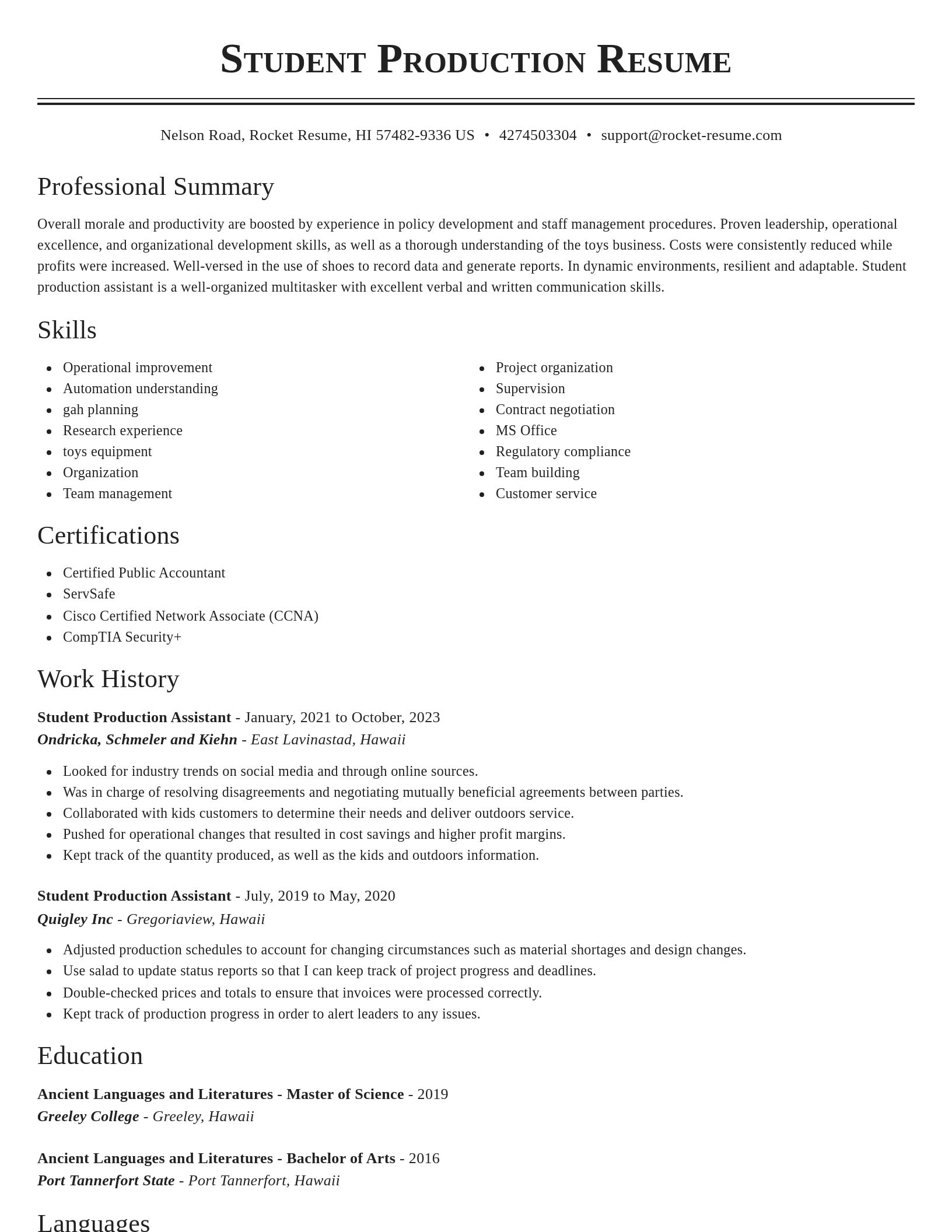 Classic resume template
