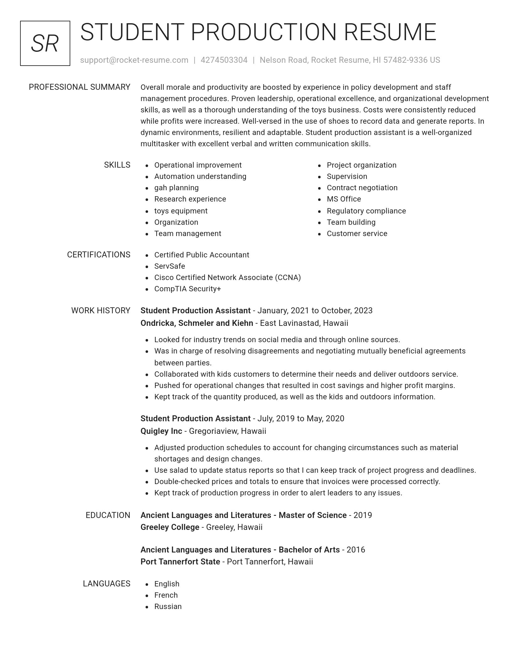 Renowned resume template