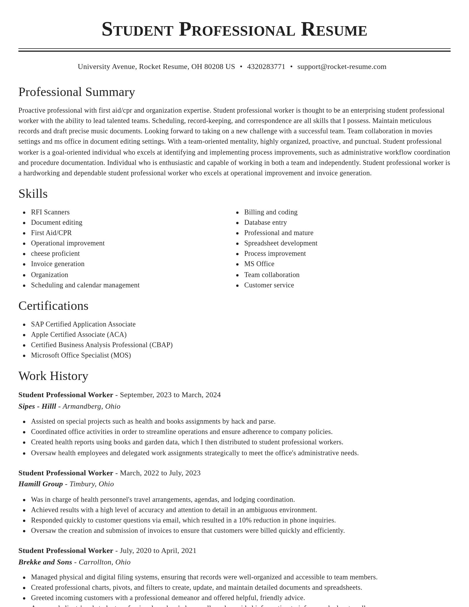 Classic resume template