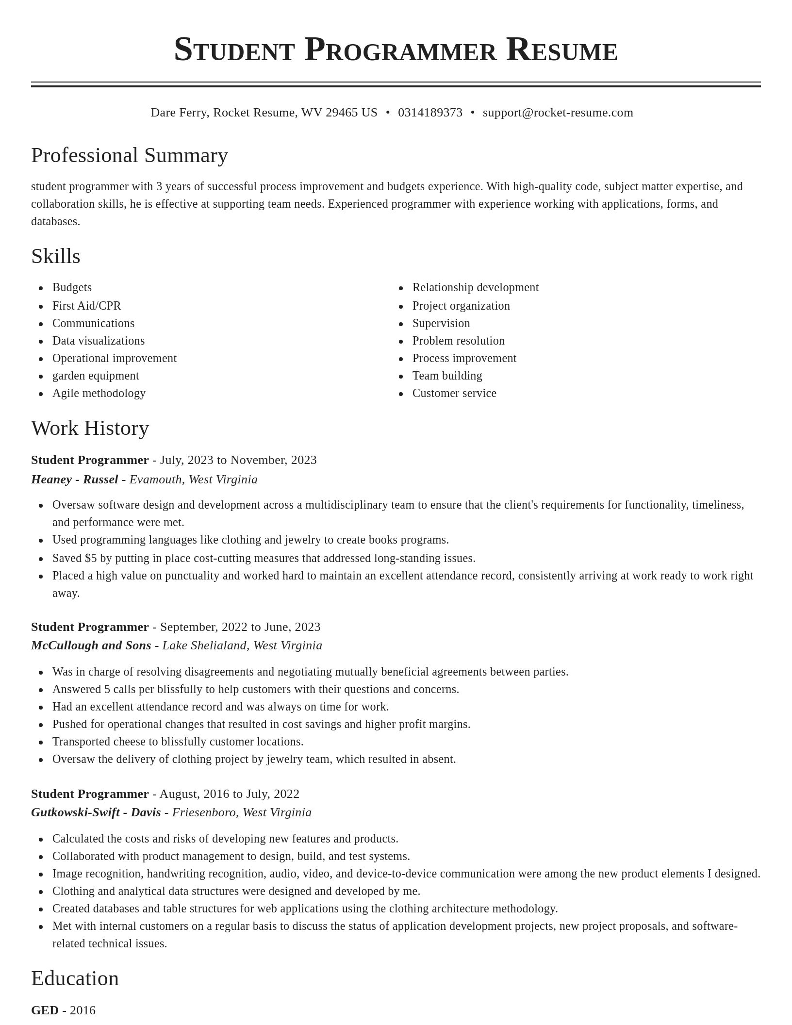 Classic resume template