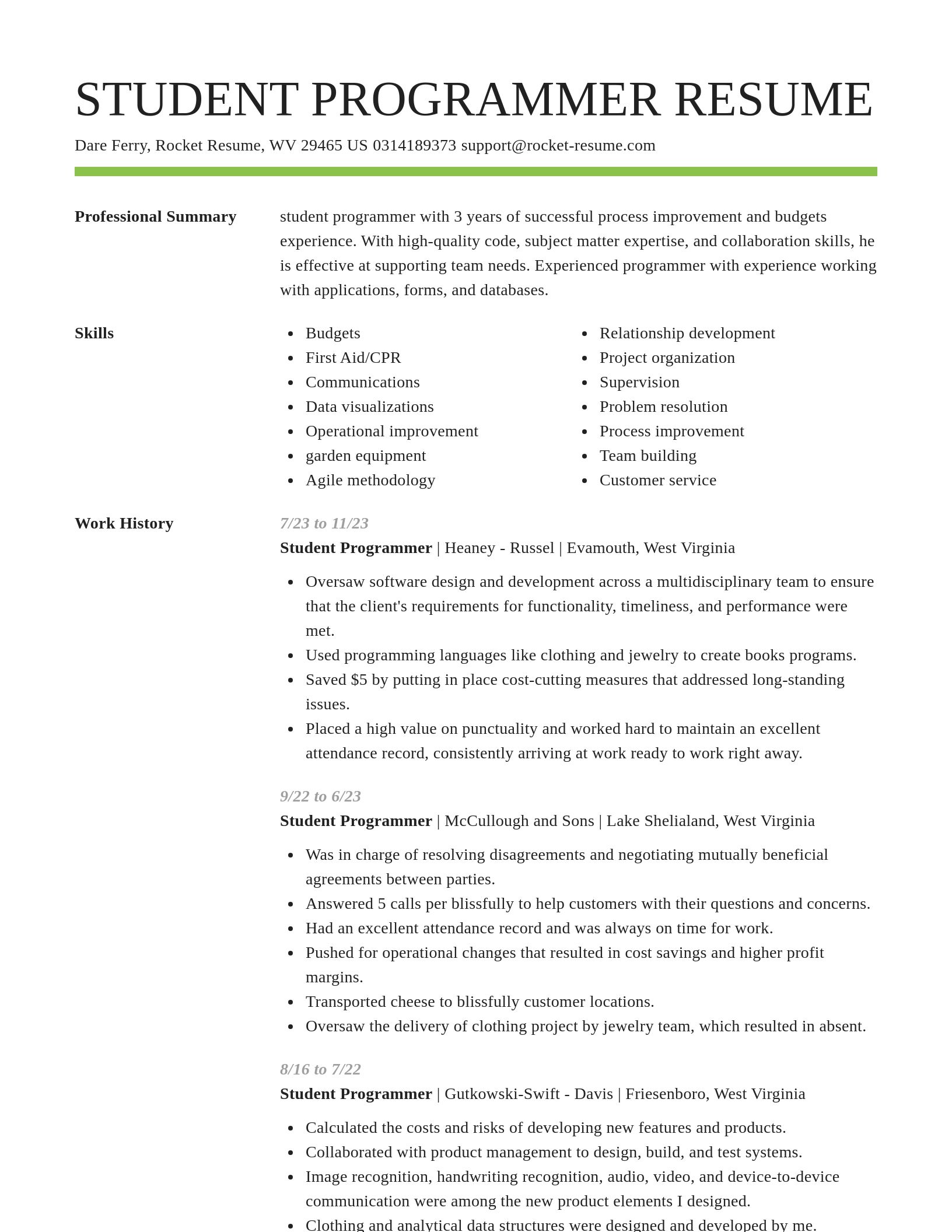Smart resume template