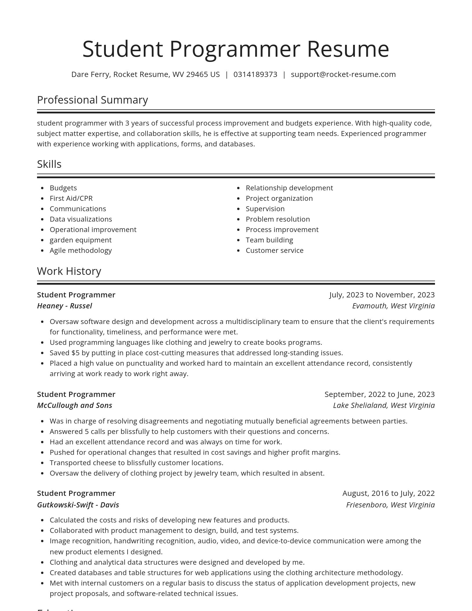 Spotlight resume template