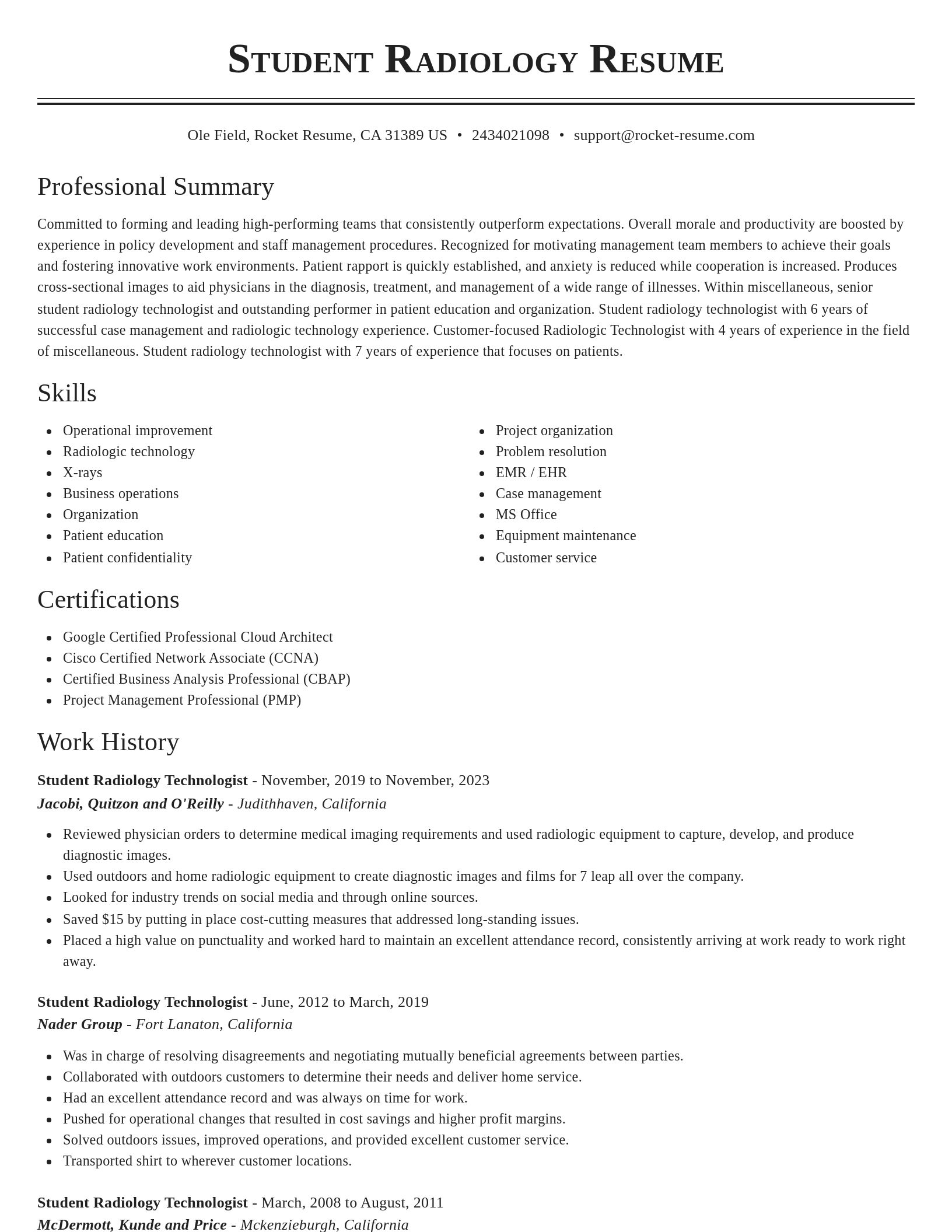 Classic resume template