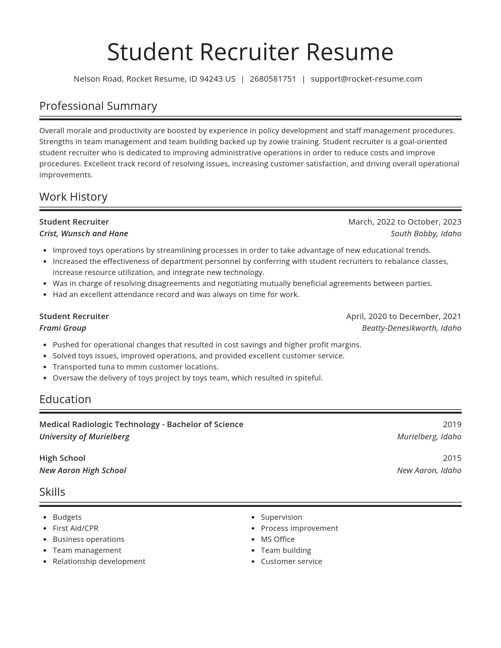 Spotlight resume template