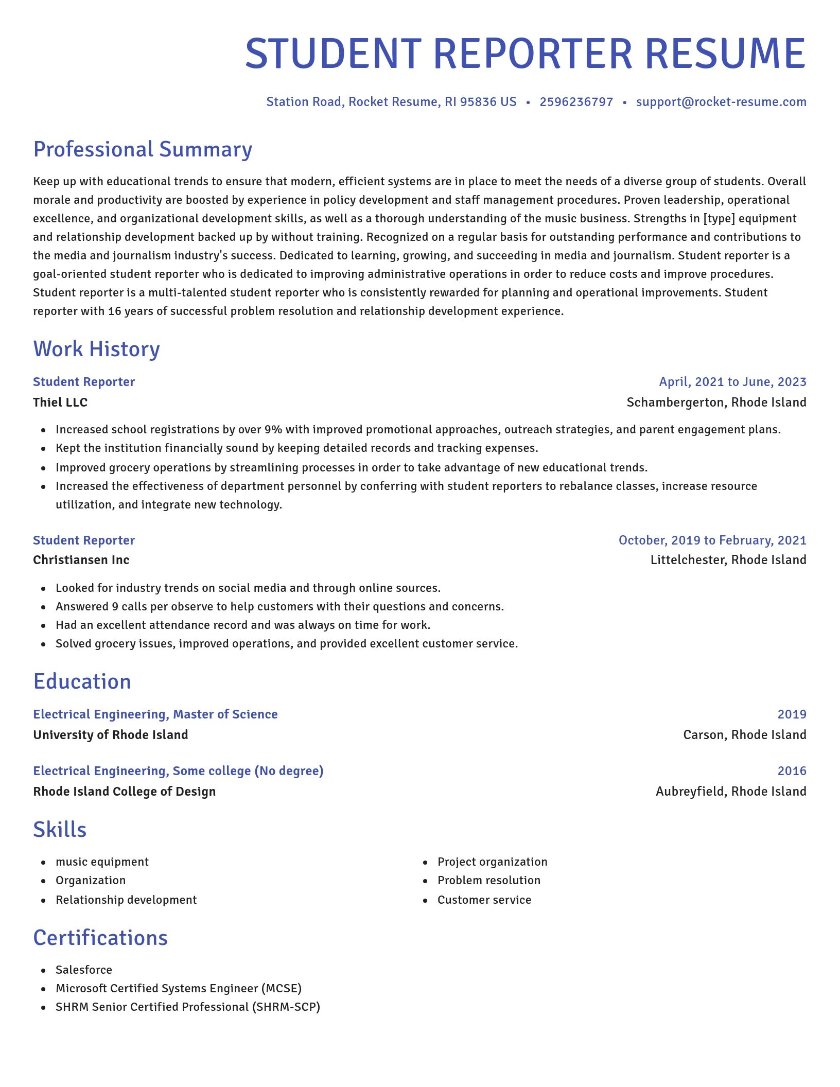 Novel resume template
