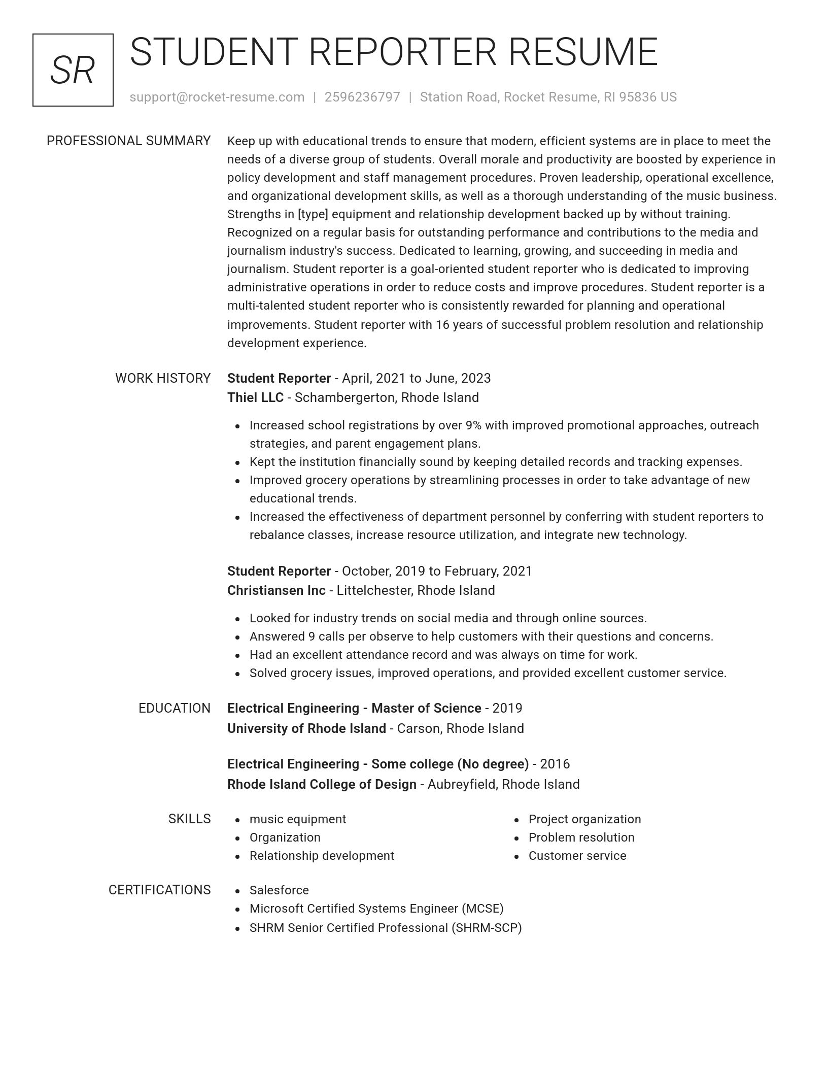 Renowned resume template