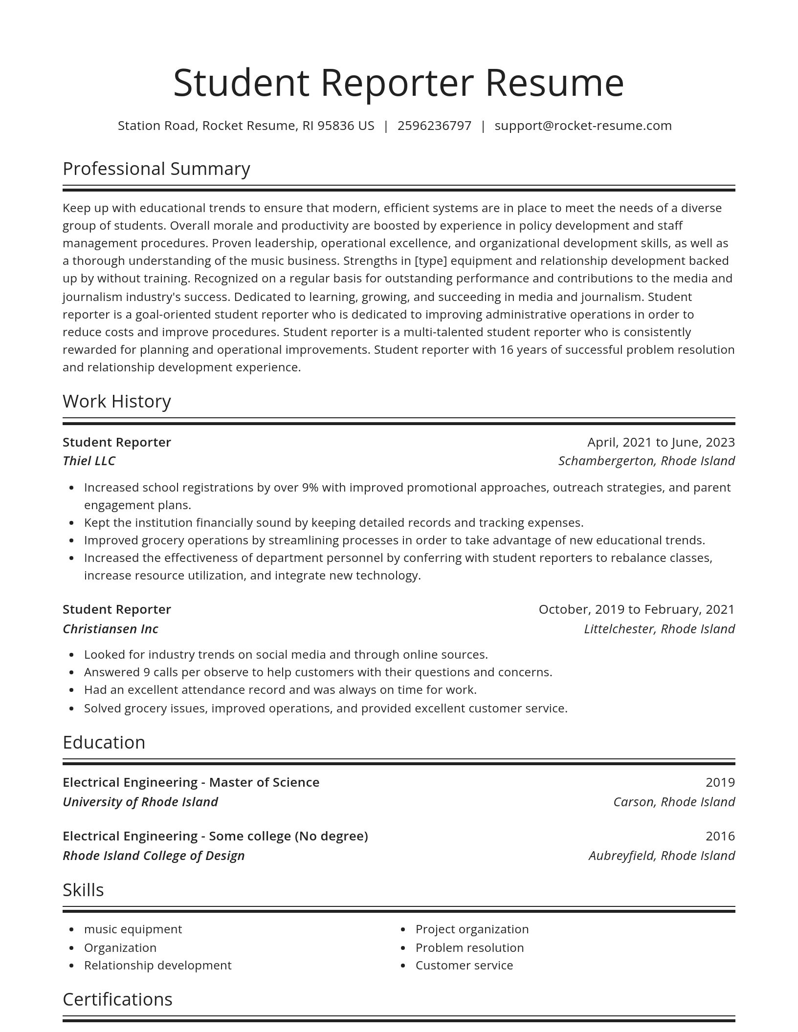 Spotlight resume template