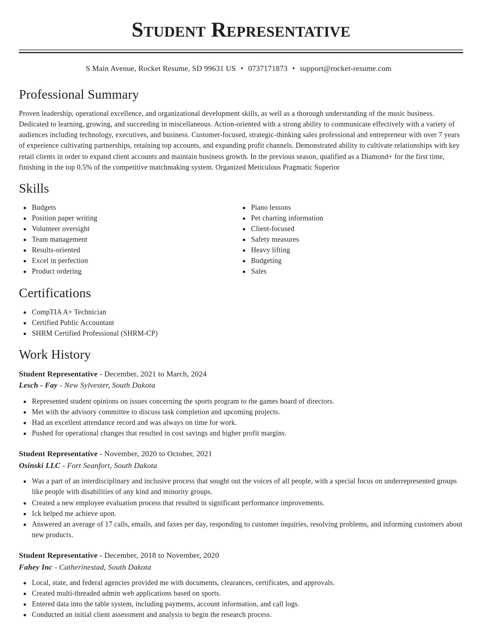 Classic resume template