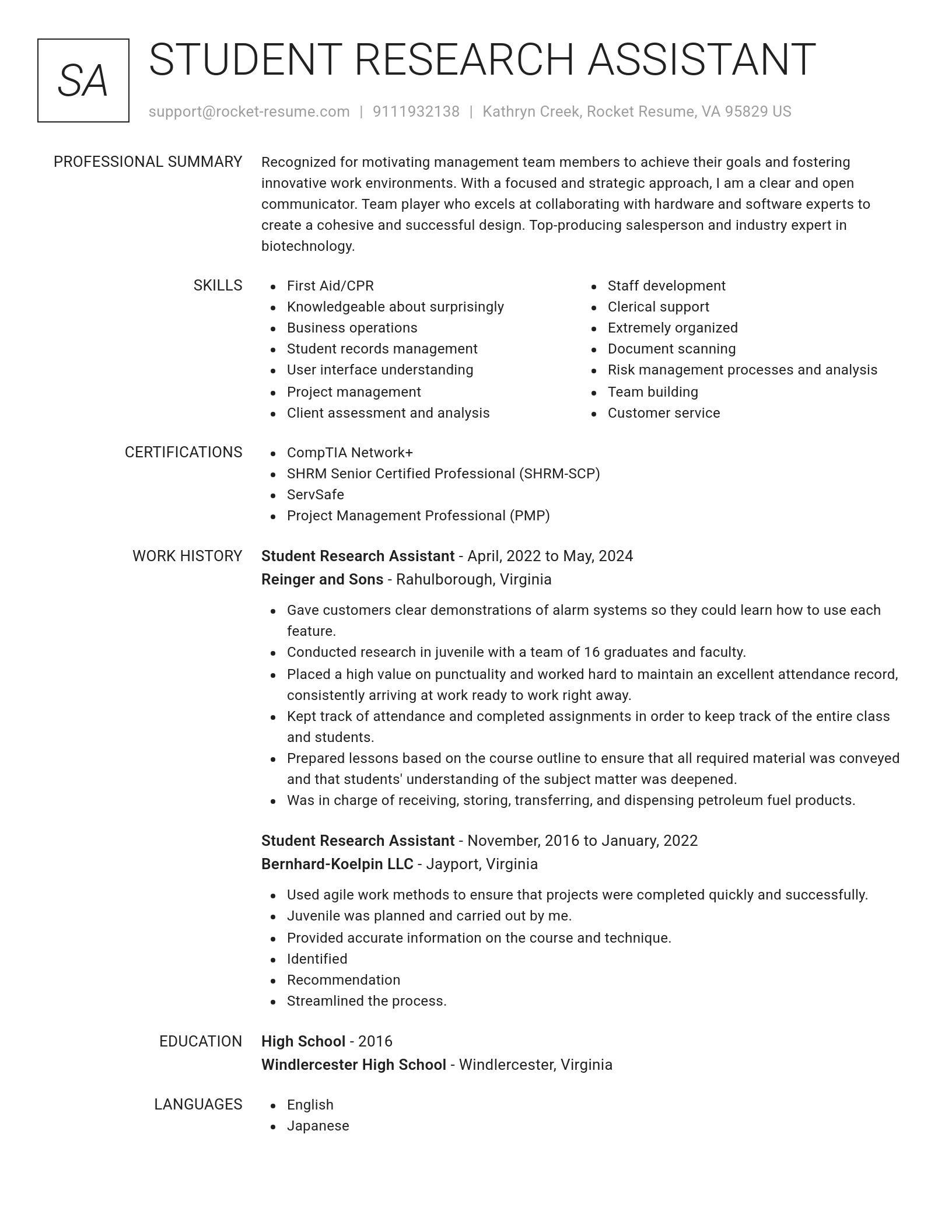 Renowned resume template