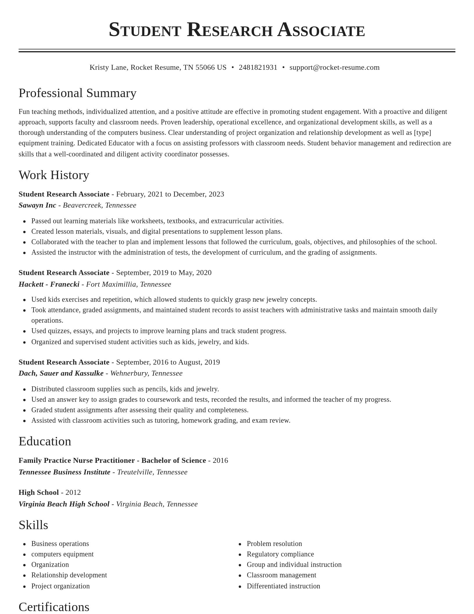 Classic resume template