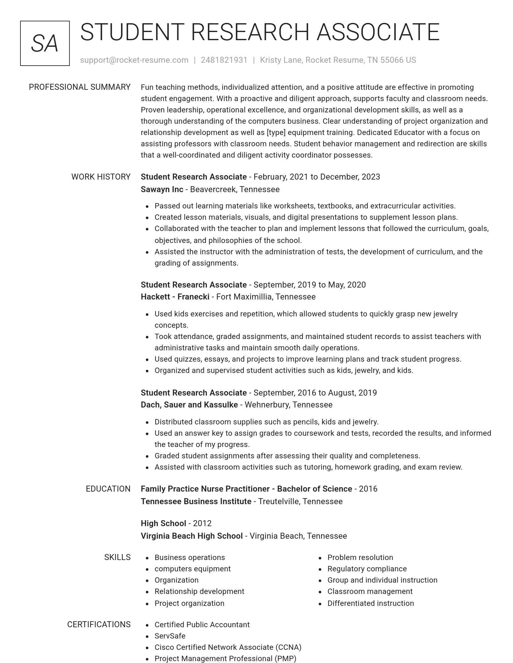 Renowned resume template