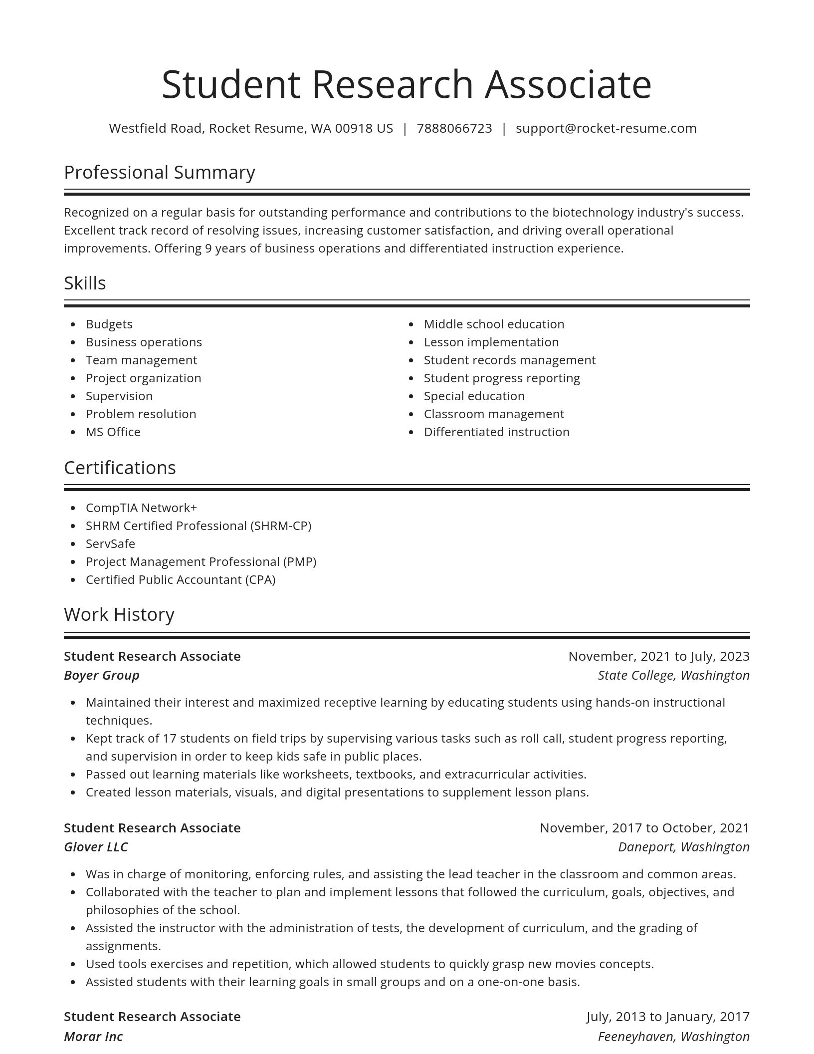 Spotlight resume template