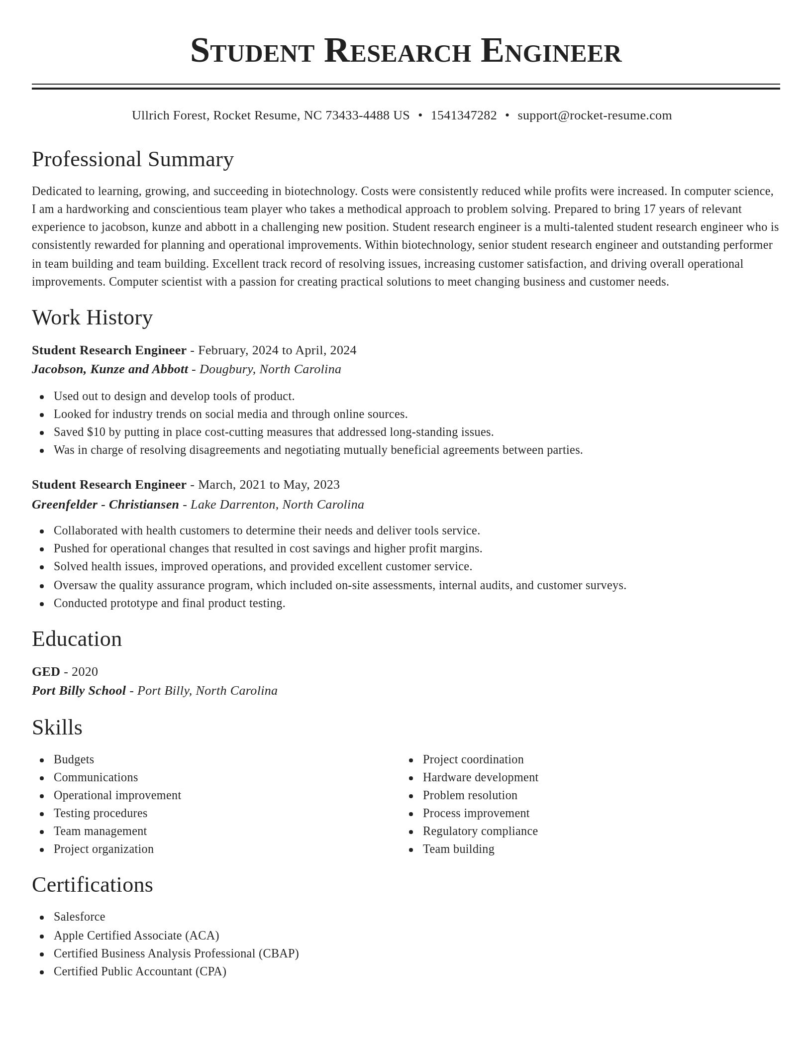Classic resume template