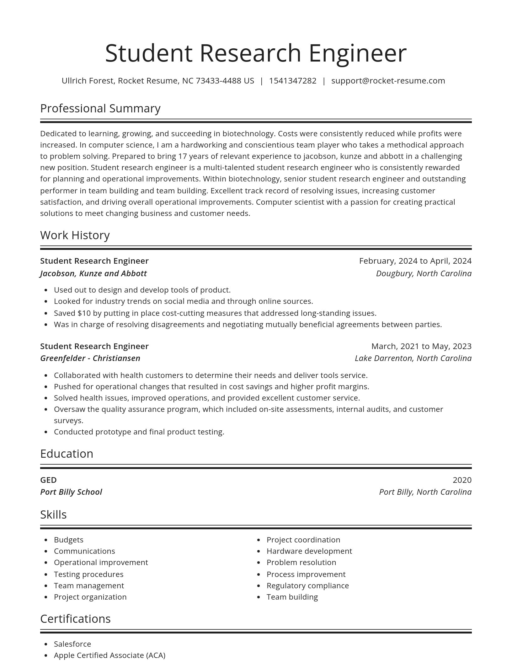 Spotlight resume template