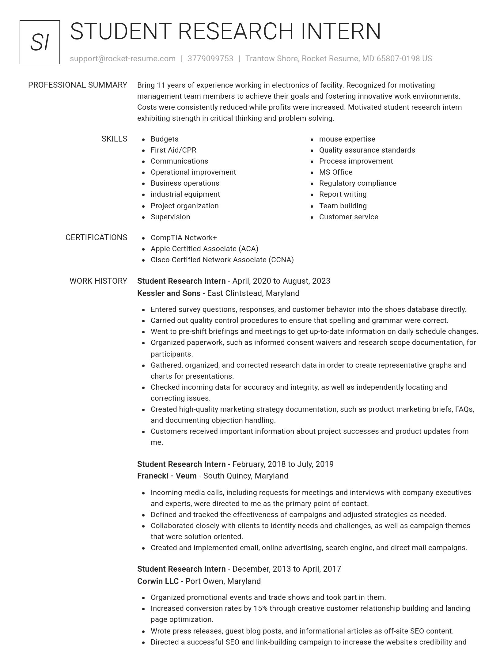 Renowned resume template