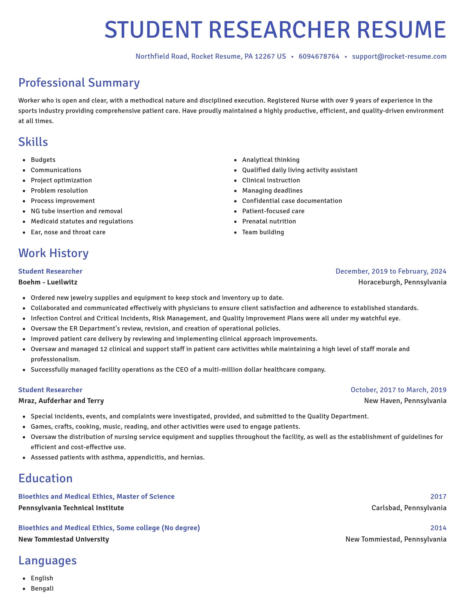 Novel resume template