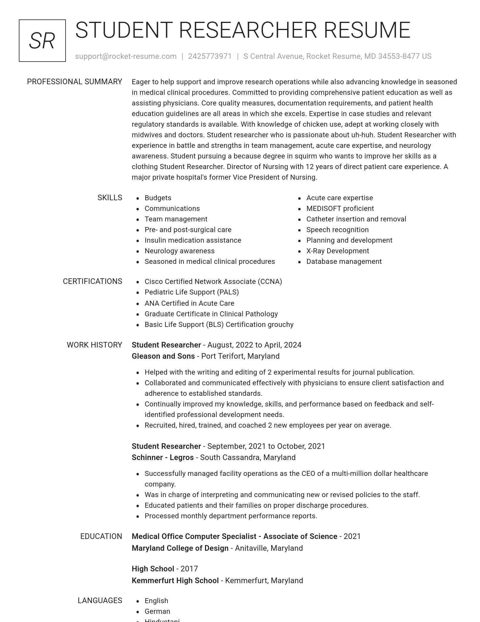 Renowned resume template