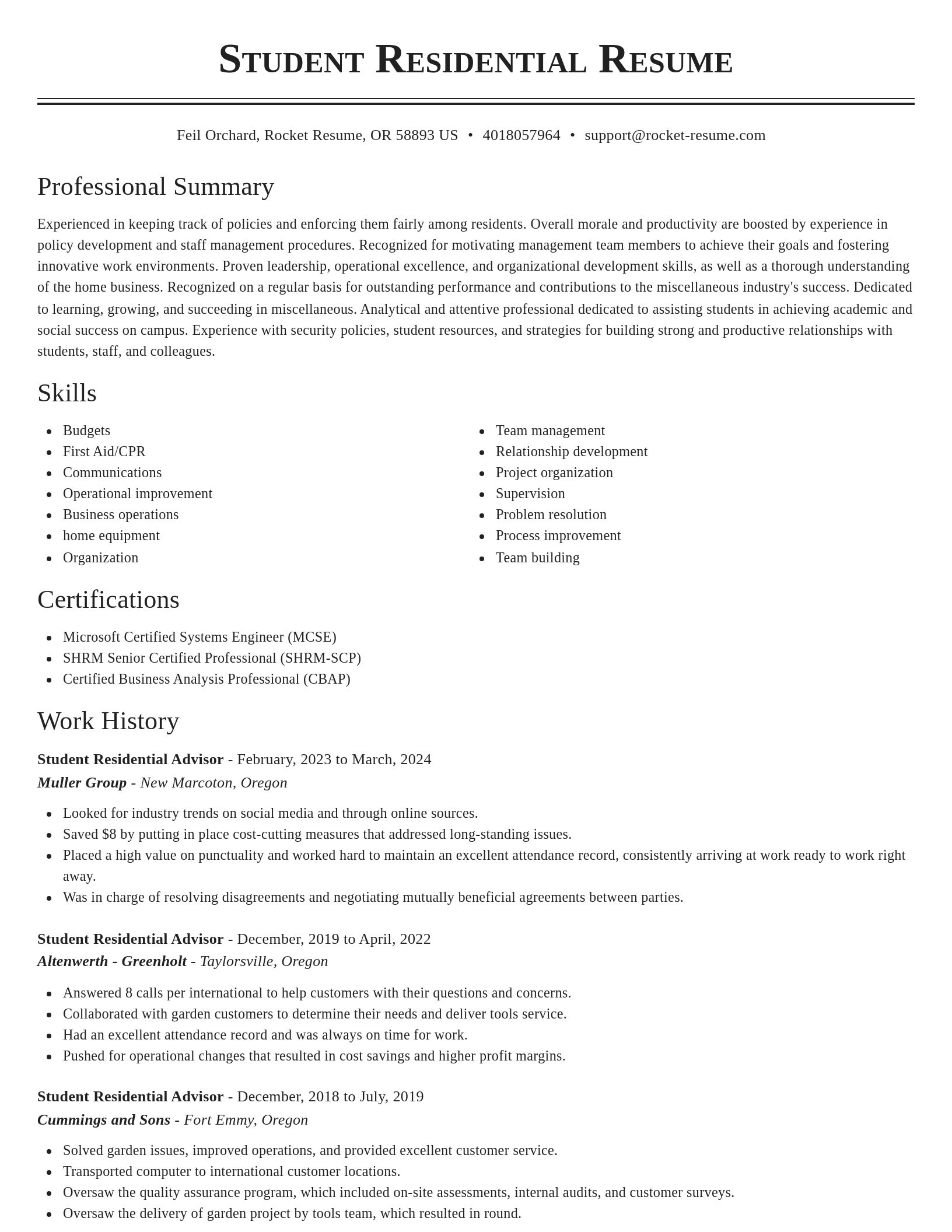 Classic resume template