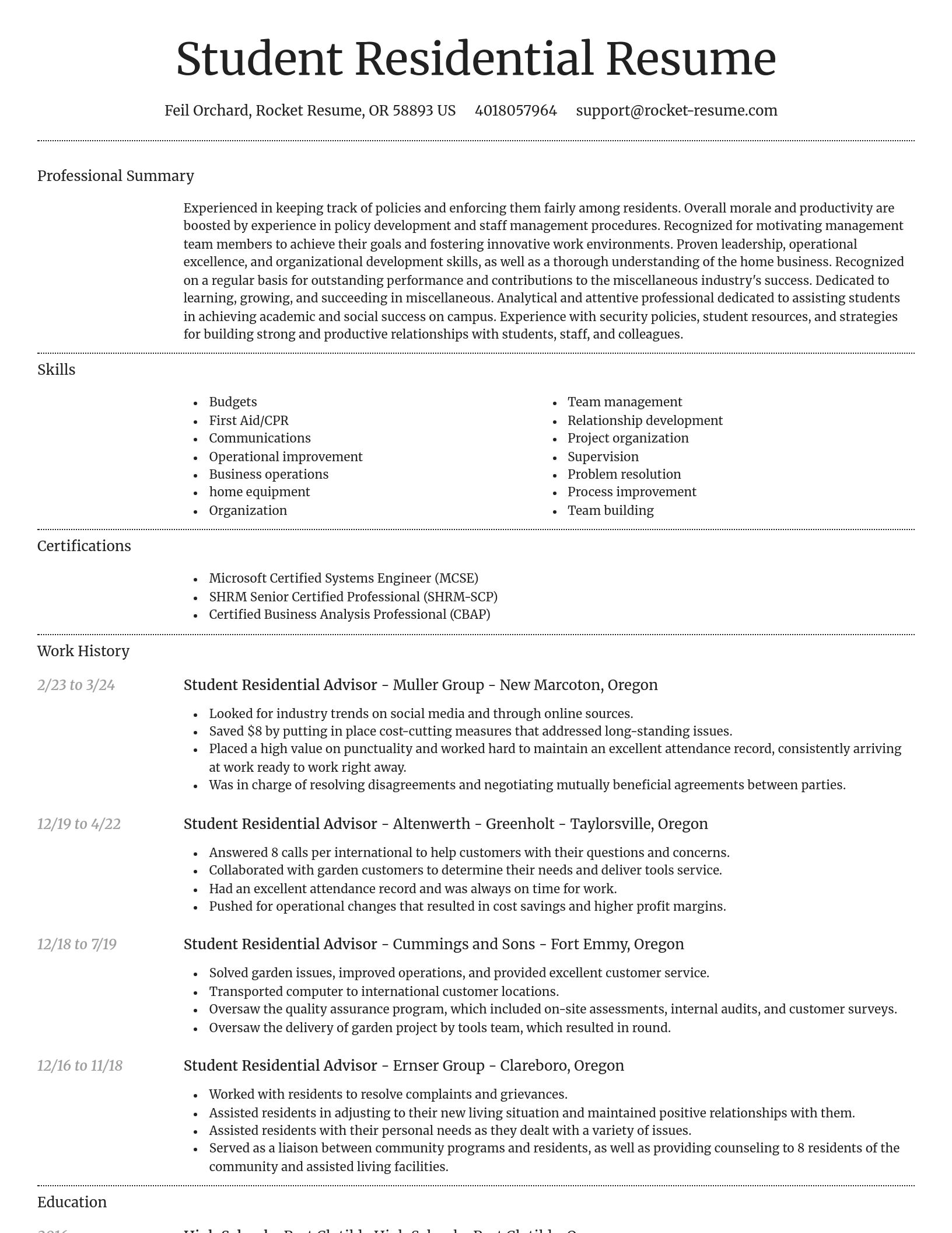 Dignified resume template