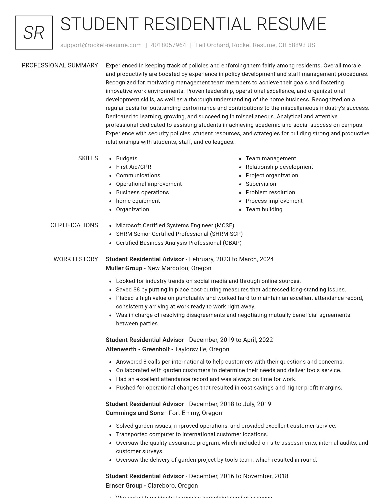 Renowned resume template