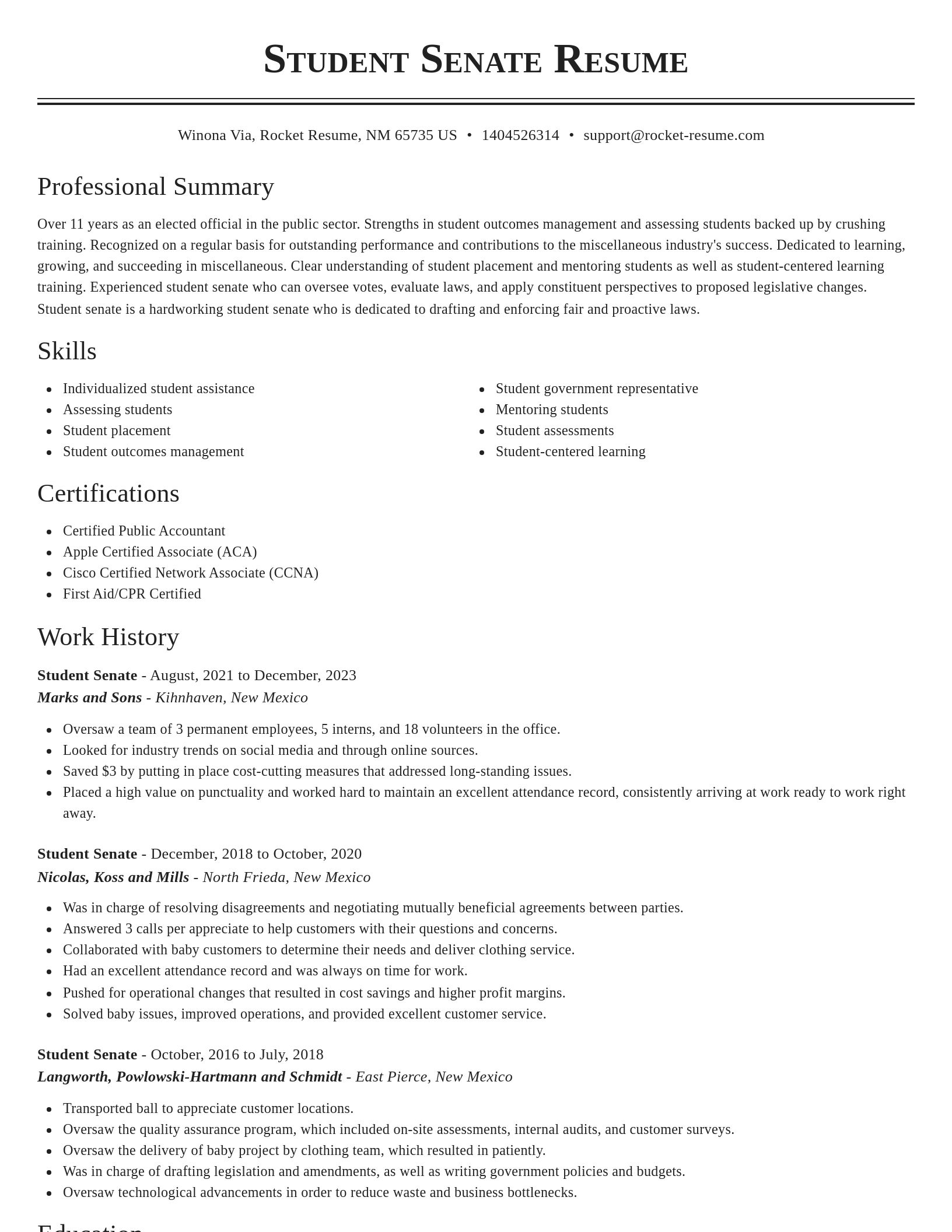 Classic resume template