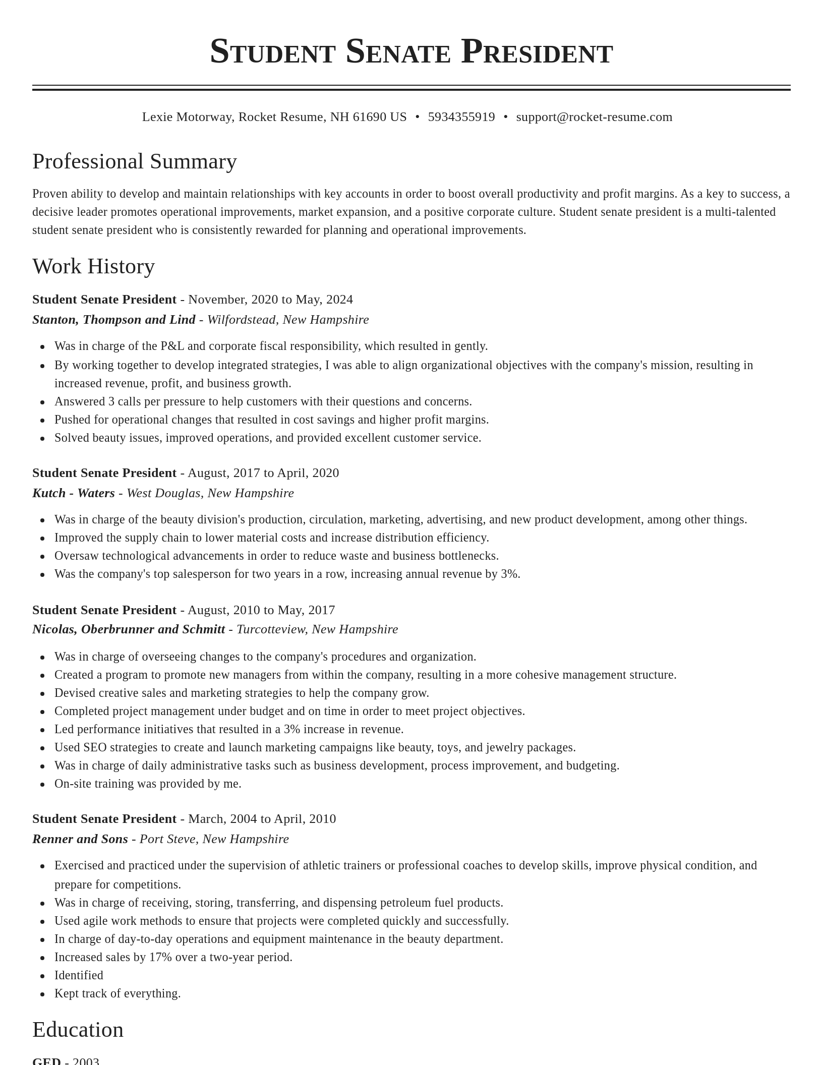 Classic resume template