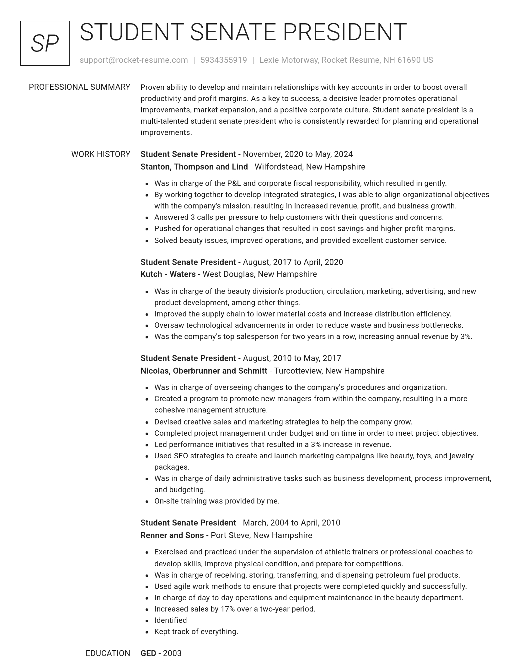 Renowned resume template