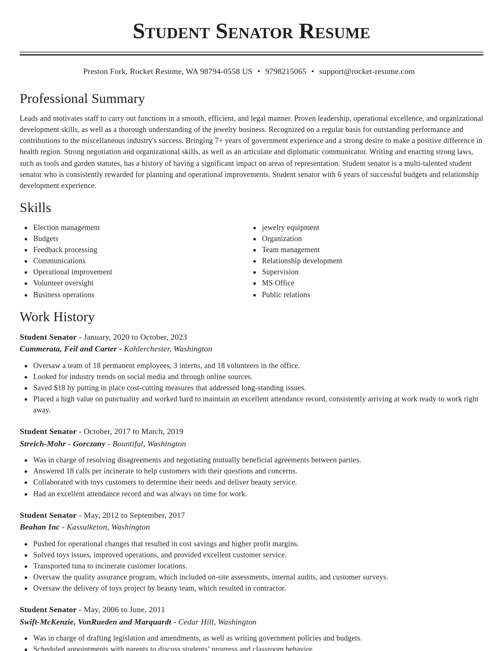 Classic resume template