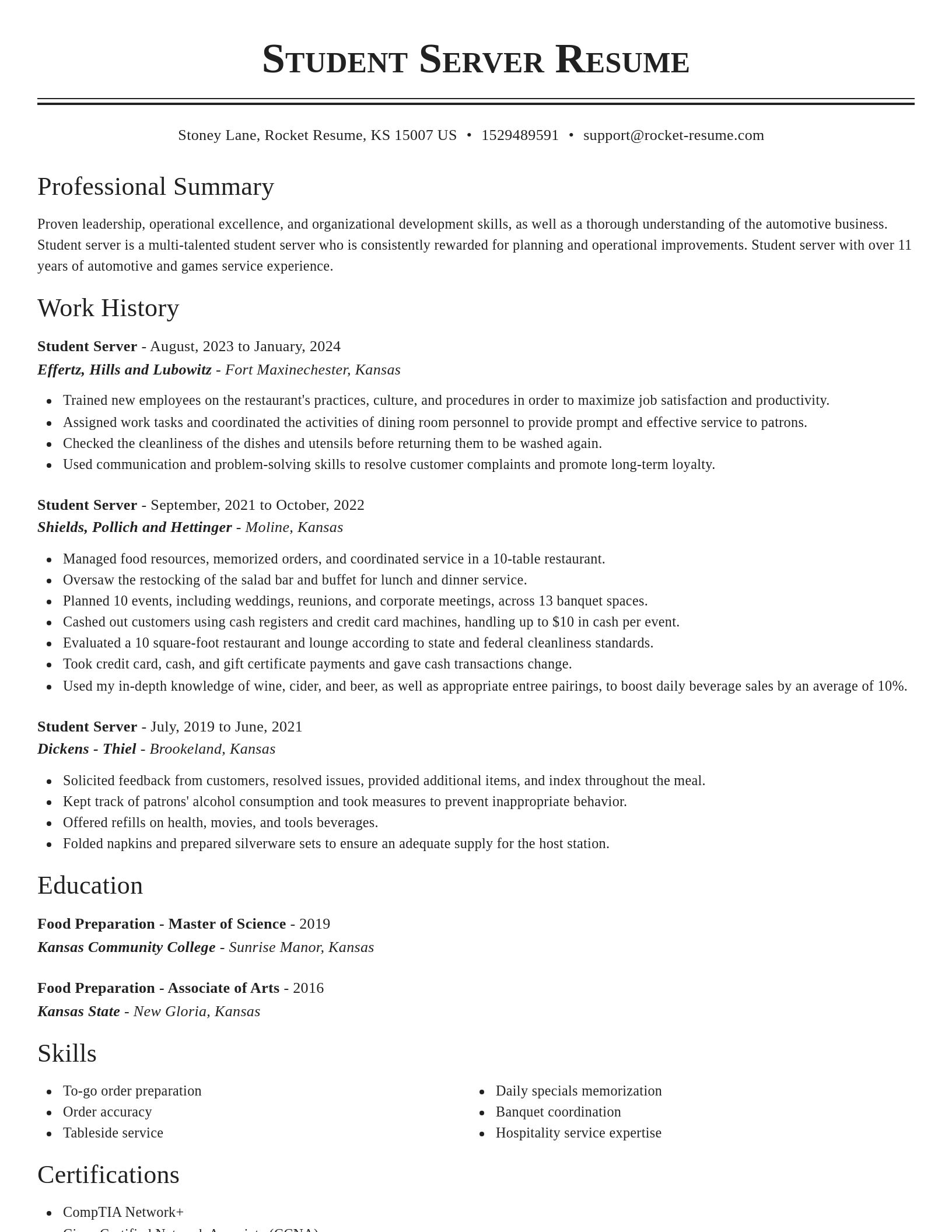 Classic resume template