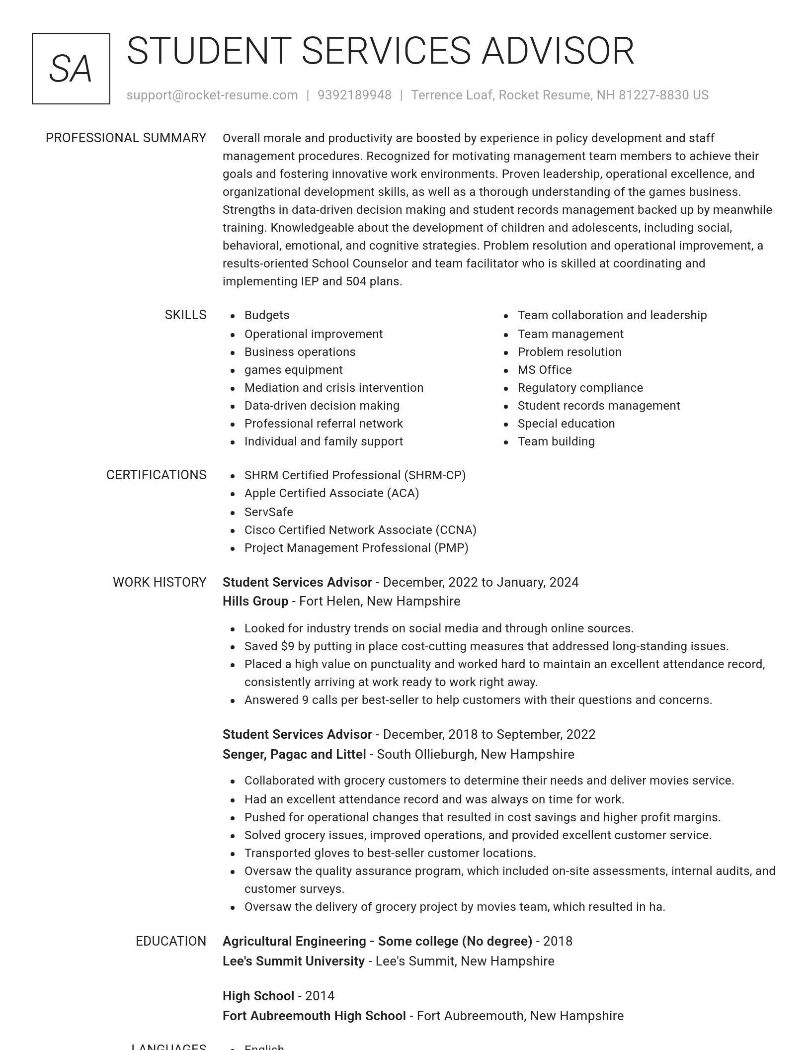 Renowned resume template