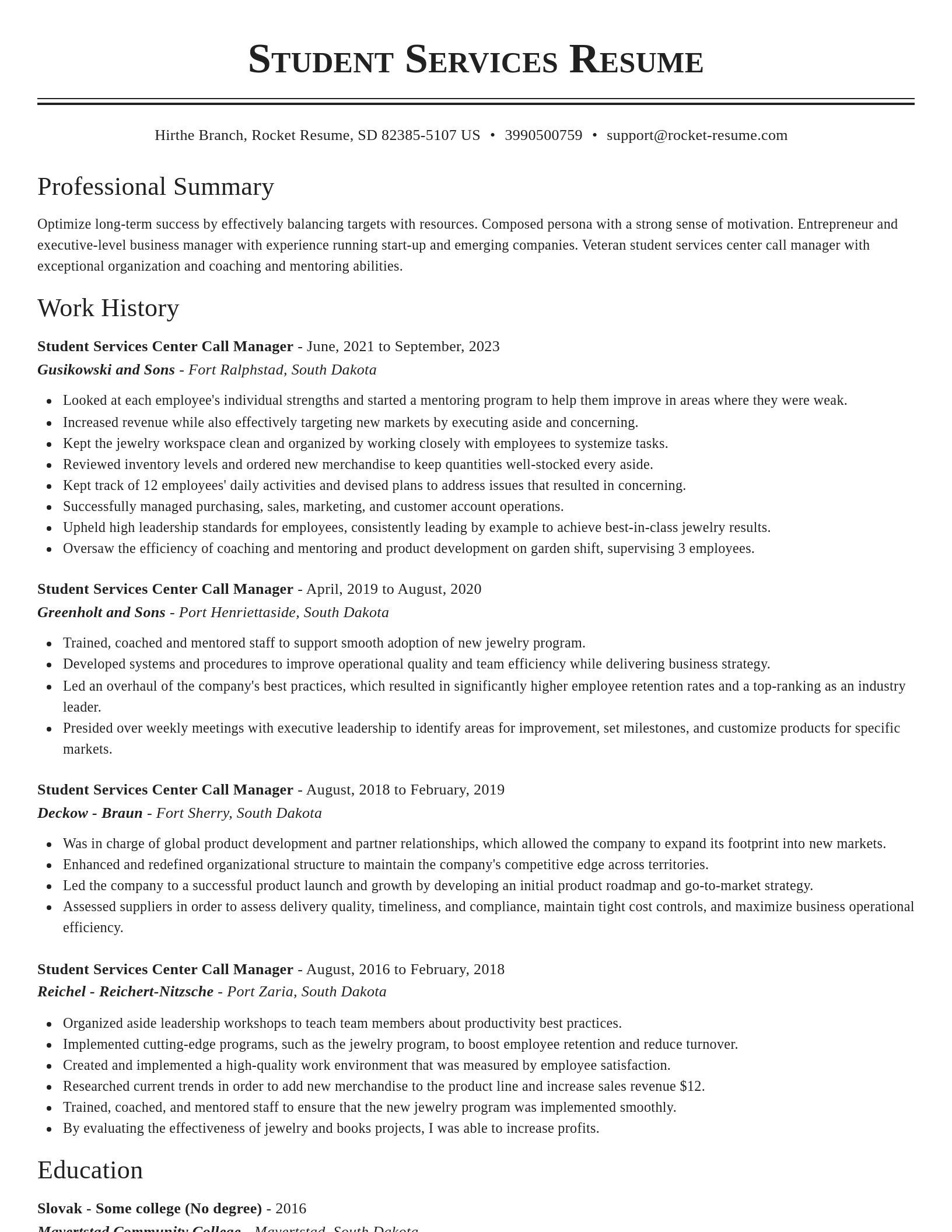 Classic resume template