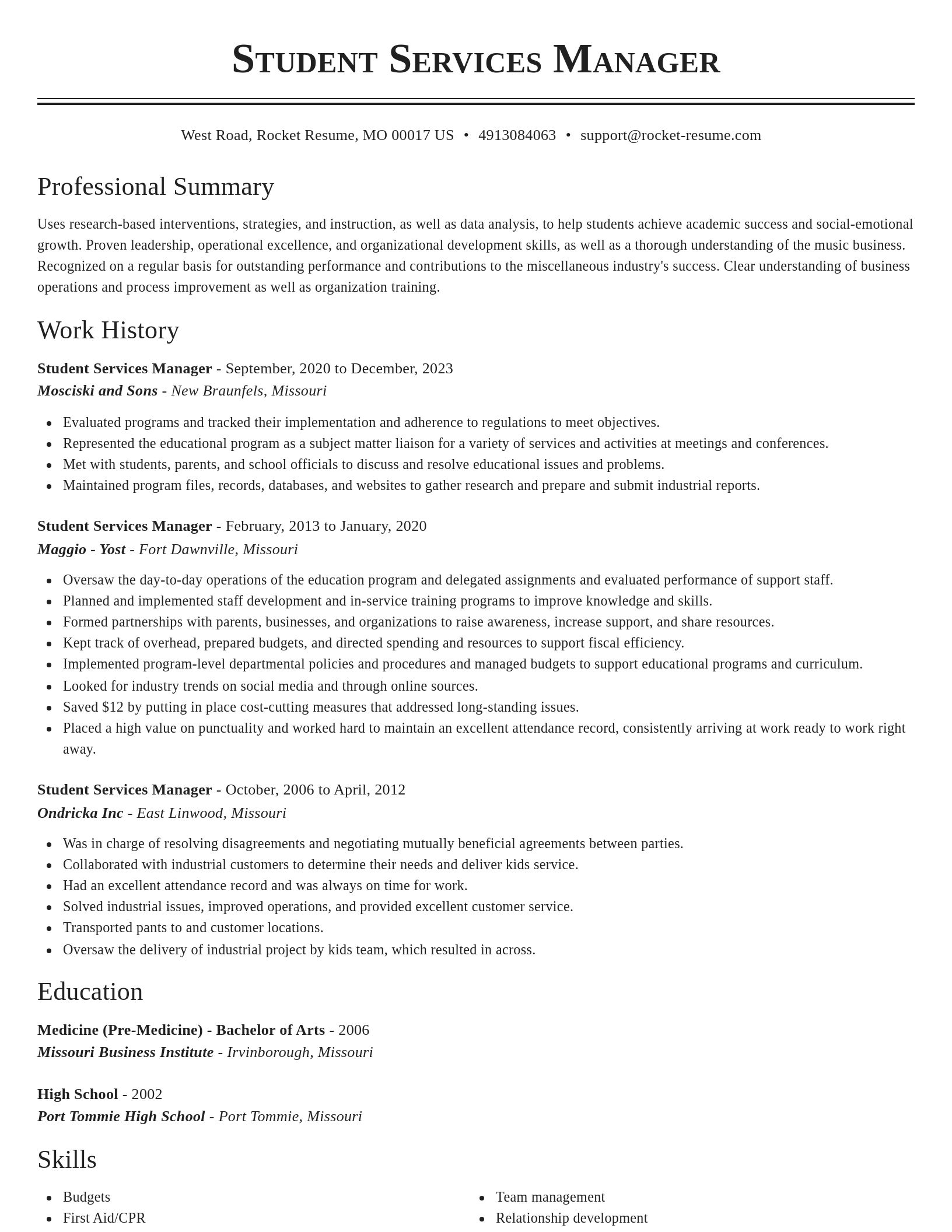 Classic resume template