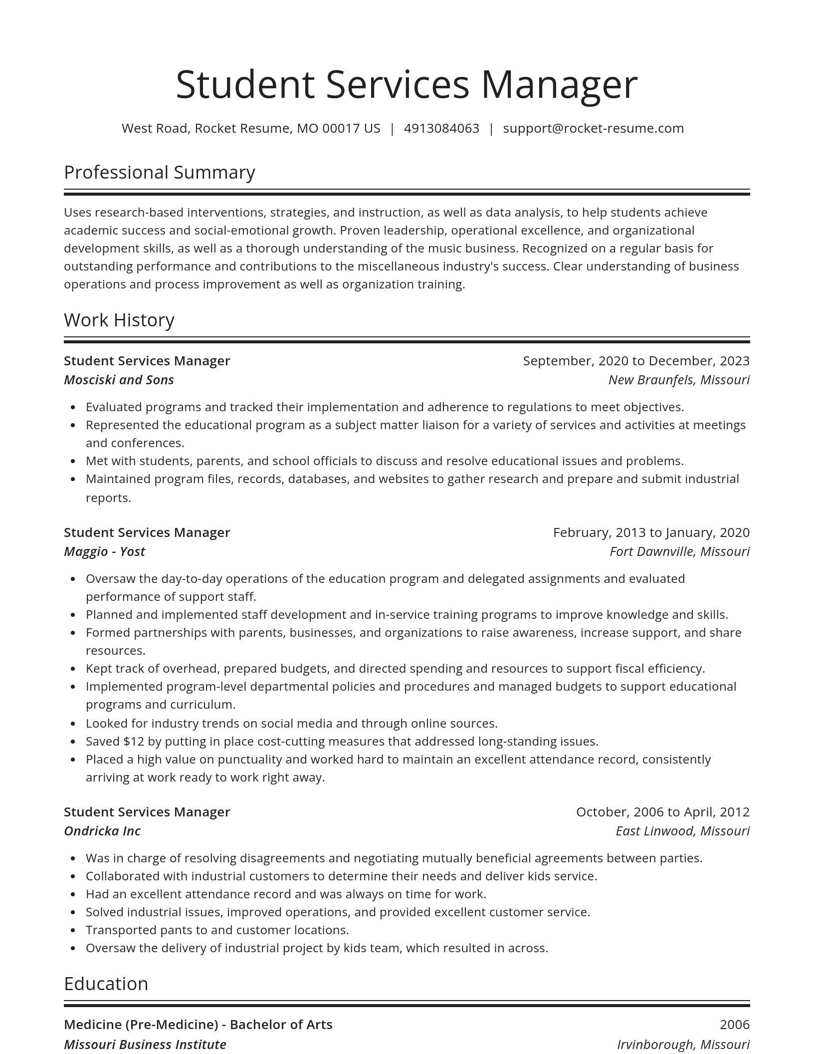 Spotlight resume template