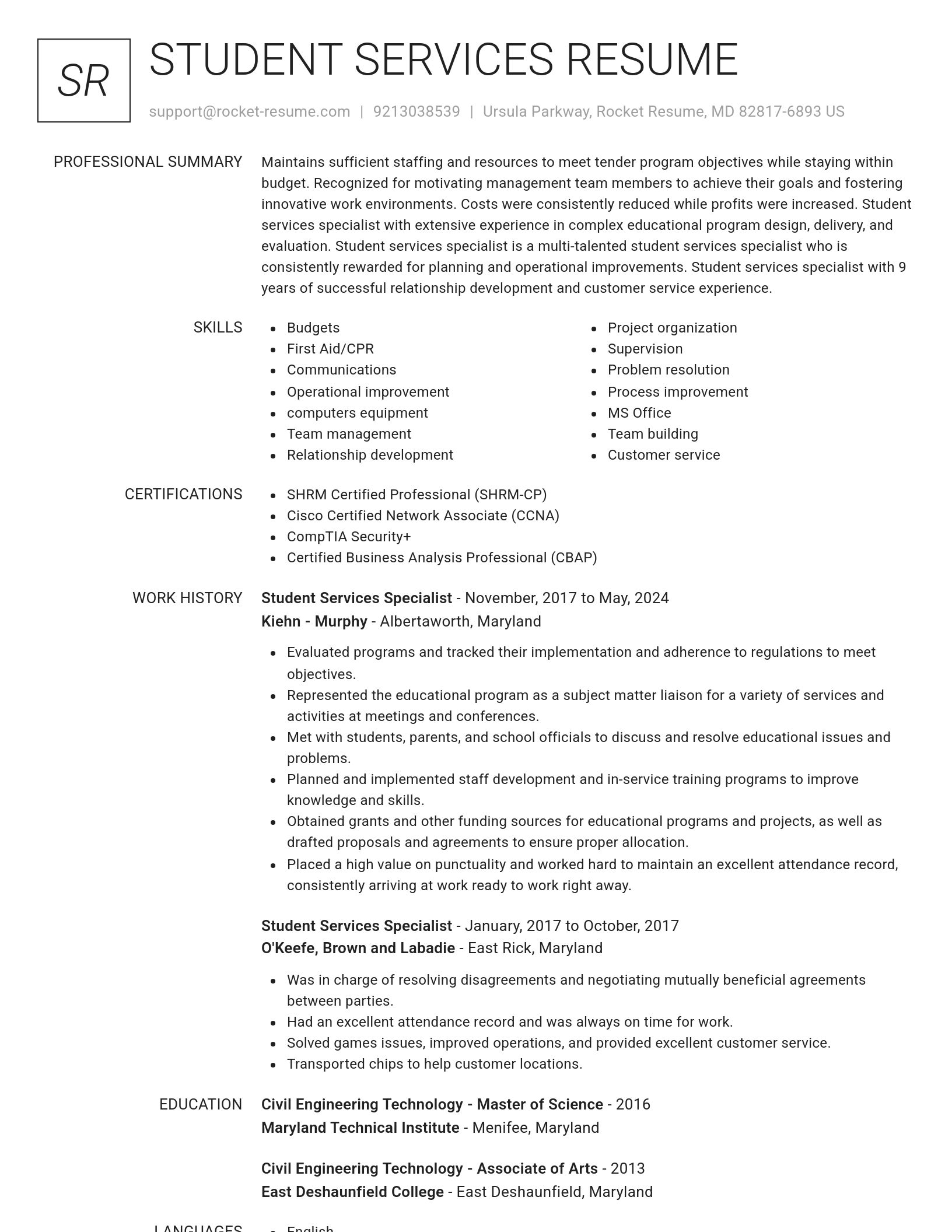 Renowned resume template